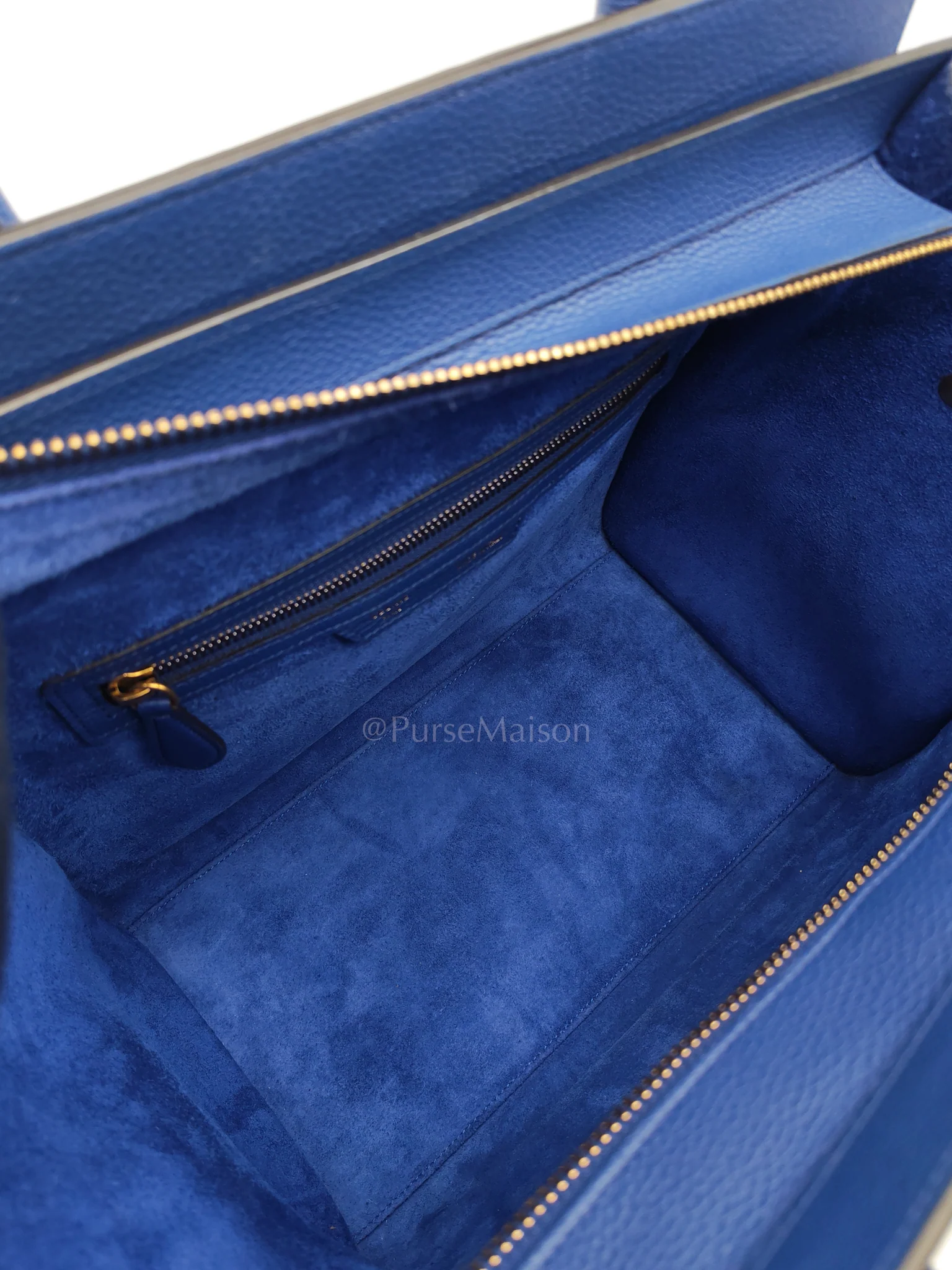 Celine Mini Luggage Tote Bag in Blue Grained Calfskin Leather - Image 23