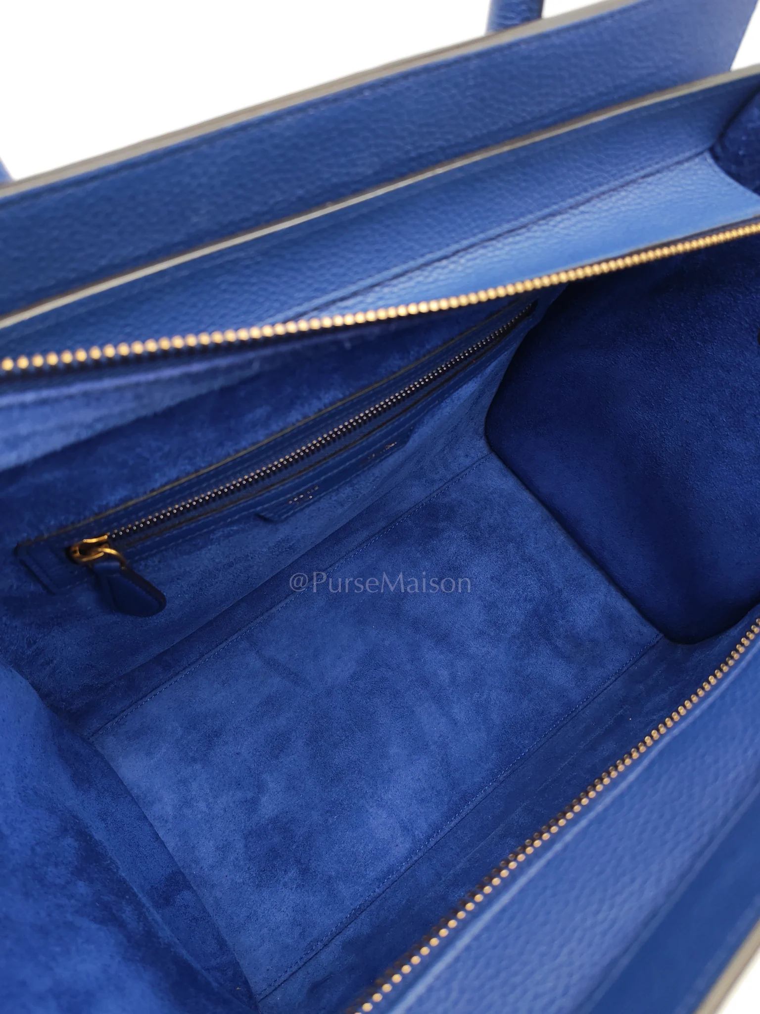 Celine Mini Luggage Tote Bag in Blue Grained Calfskin Leather - Image 24