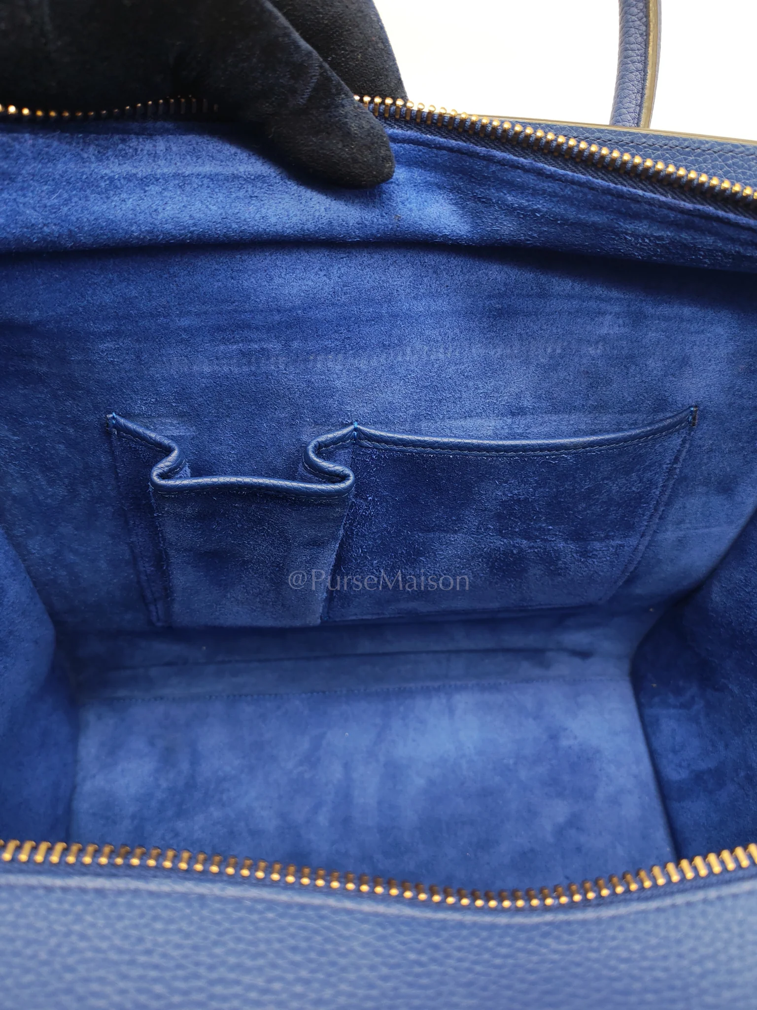 Celine Mini Luggage Tote Bag in Blue Grained Calfskin Leather - Image 29