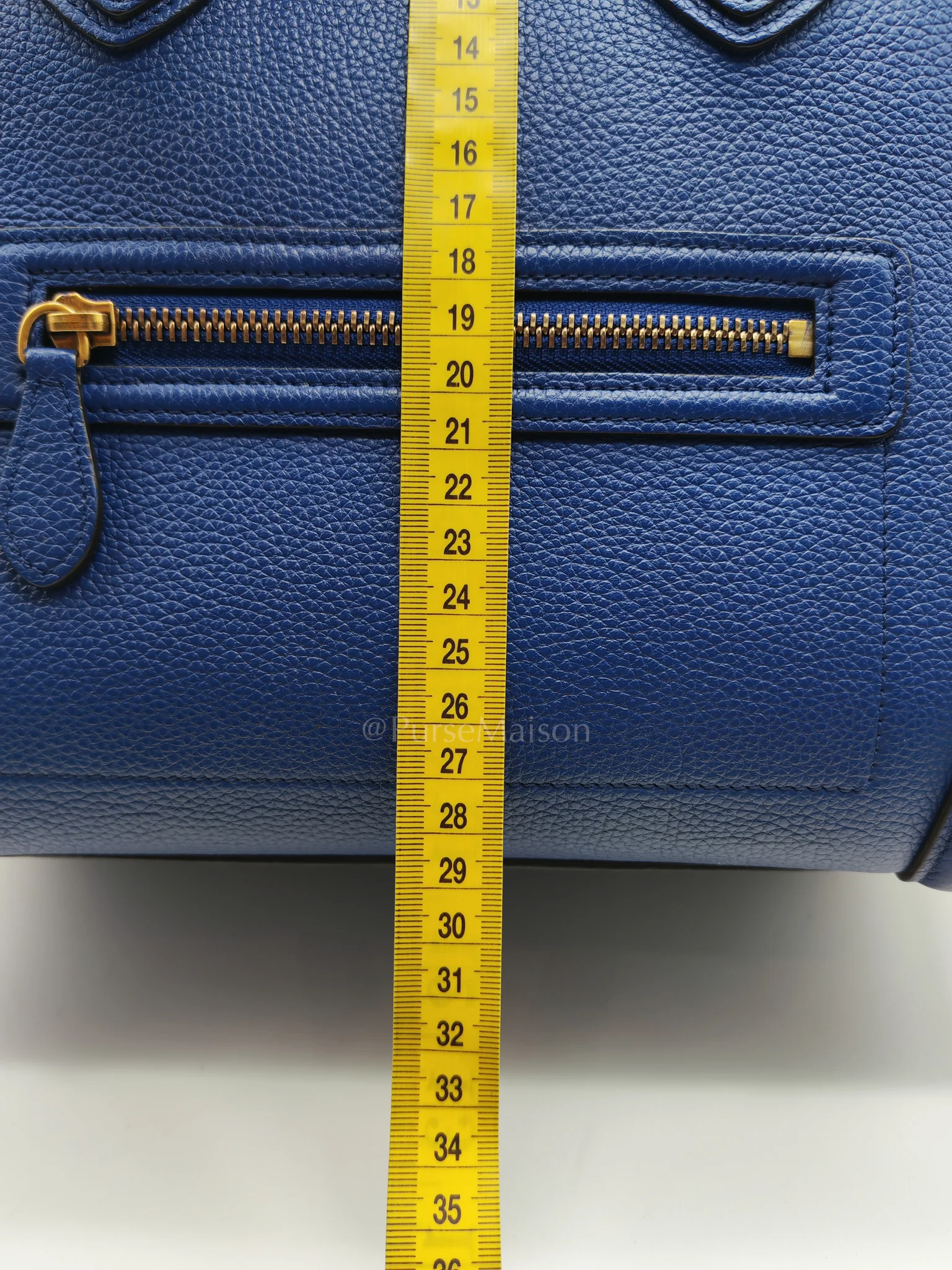 Celine Mini Luggage Tote Bag in Blue Grained Calfskin Leather - Image 33