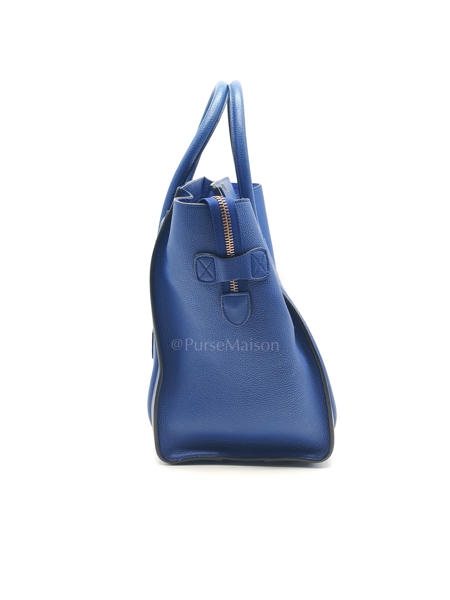Celine Mini Luggage Tote Bag in Blue Grained Calfskin Leather - Image 5