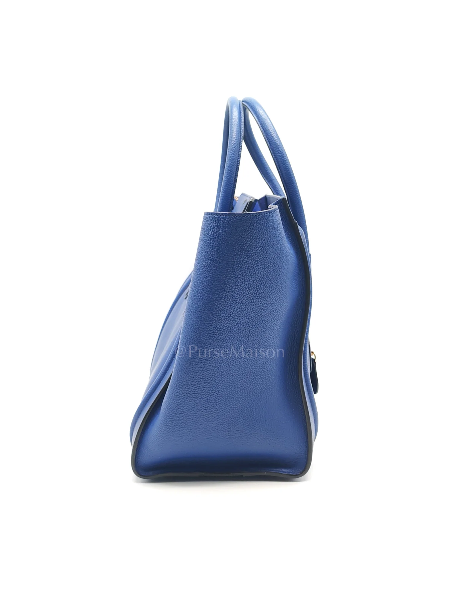 Celine Mini Luggage Tote Bag in Blue Grained Calfskin Leather - Image 6