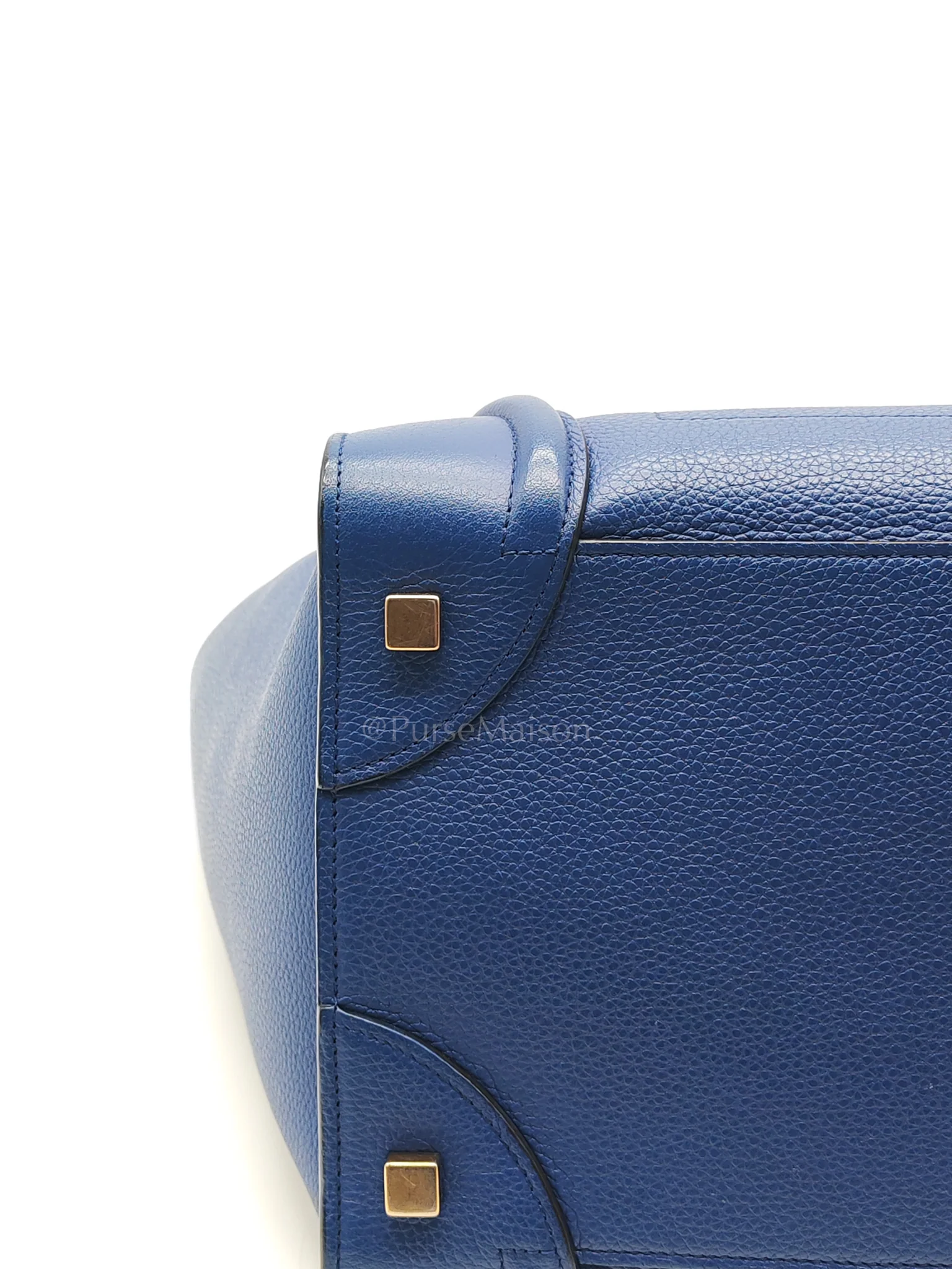 Celine Mini Luggage Tote Bag in Blue Grained Calfskin Leather - Image 9