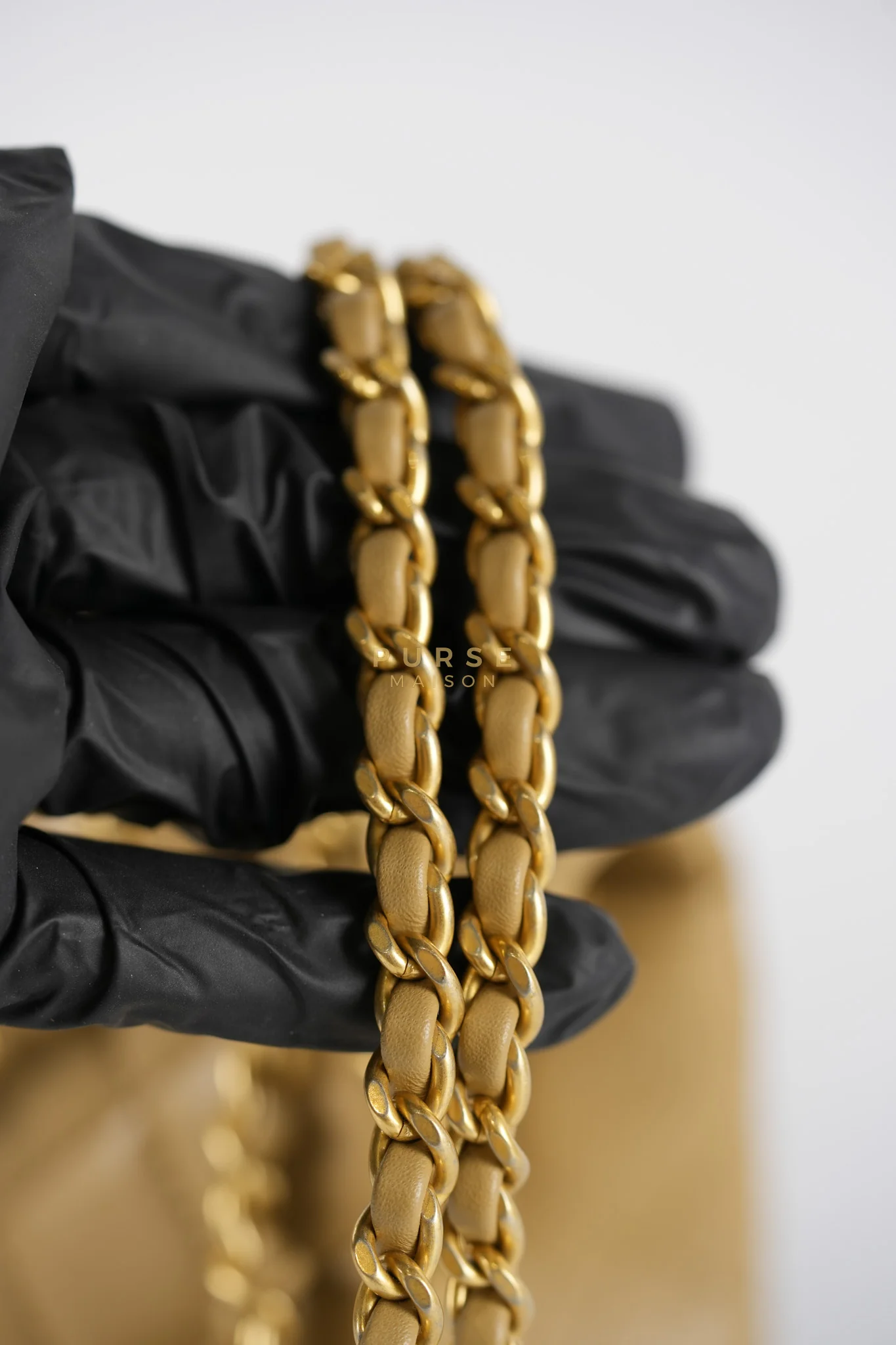 Chanel Mini Rectangle Flap Bag in Pearl Crush Beige Fonce Lambskin Leather & Gold Hardware Microchip - Image 15