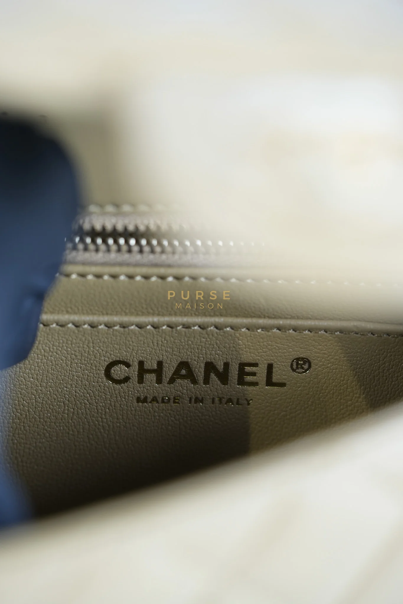 Chanel Mini Rectangle Flap Bag in Pearl Crush Beige Fonce Lambskin Leather & Gold Hardware Microchip - Image 25
