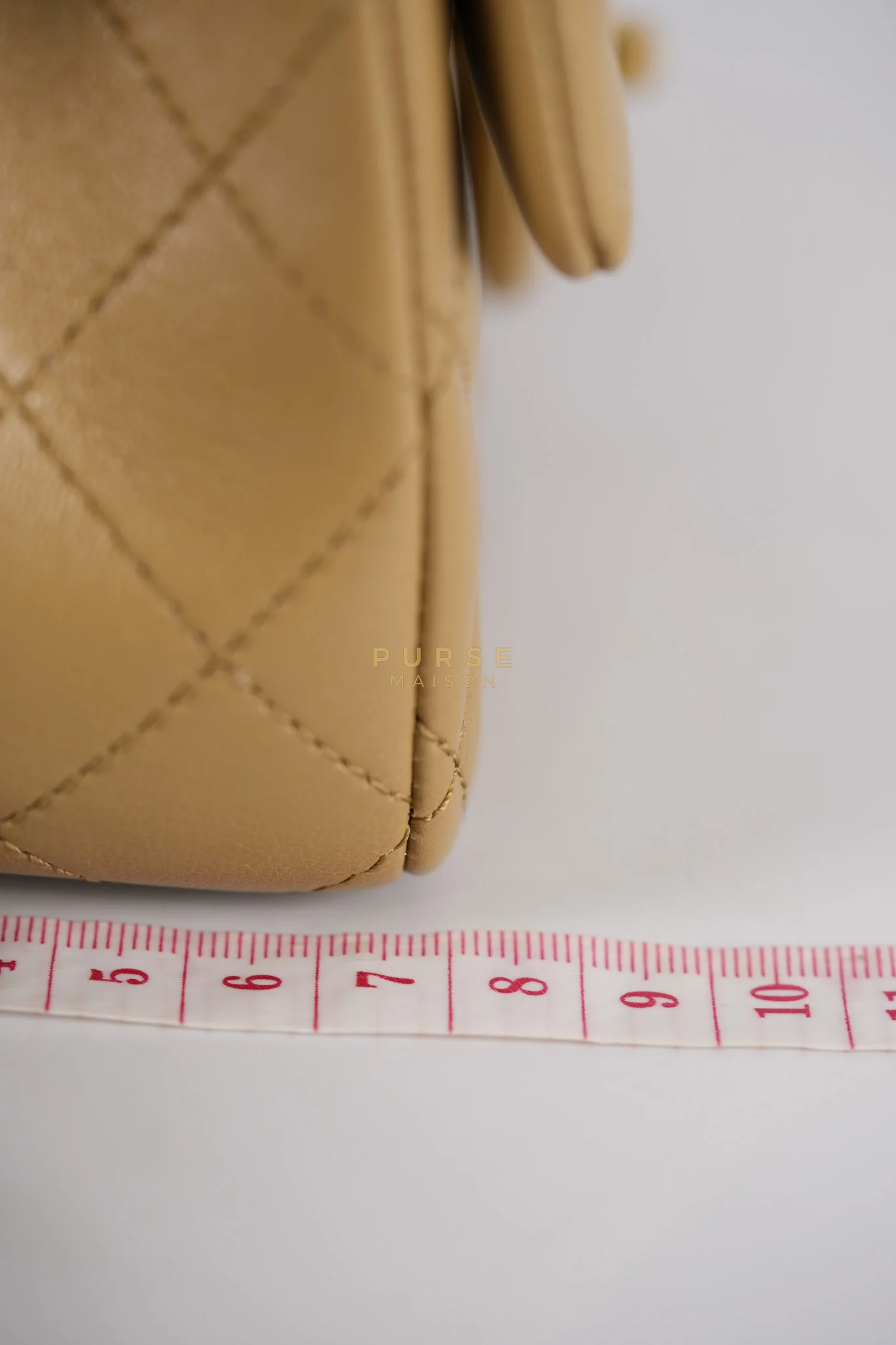 Chanel Mini Rectangle Flap Bag in Pearl Crush Beige Fonce Lambskin Leather & Gold Hardware Microchip - Image 32