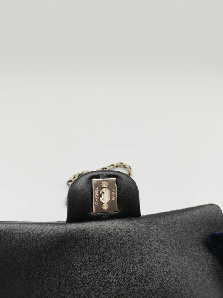 Chanel Mini Rectangle Top Handle Bag in Black Lambskin Leather & Light Gold Hardware Microchip - Image 15