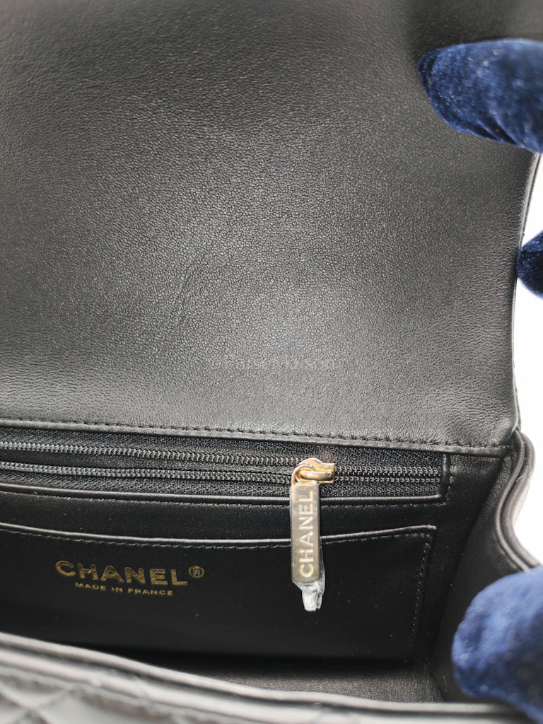 Chanel Mini Rectangle Top Handle Bag in Black Lambskin Leather & Light Gold Hardware Microchip - Image 17