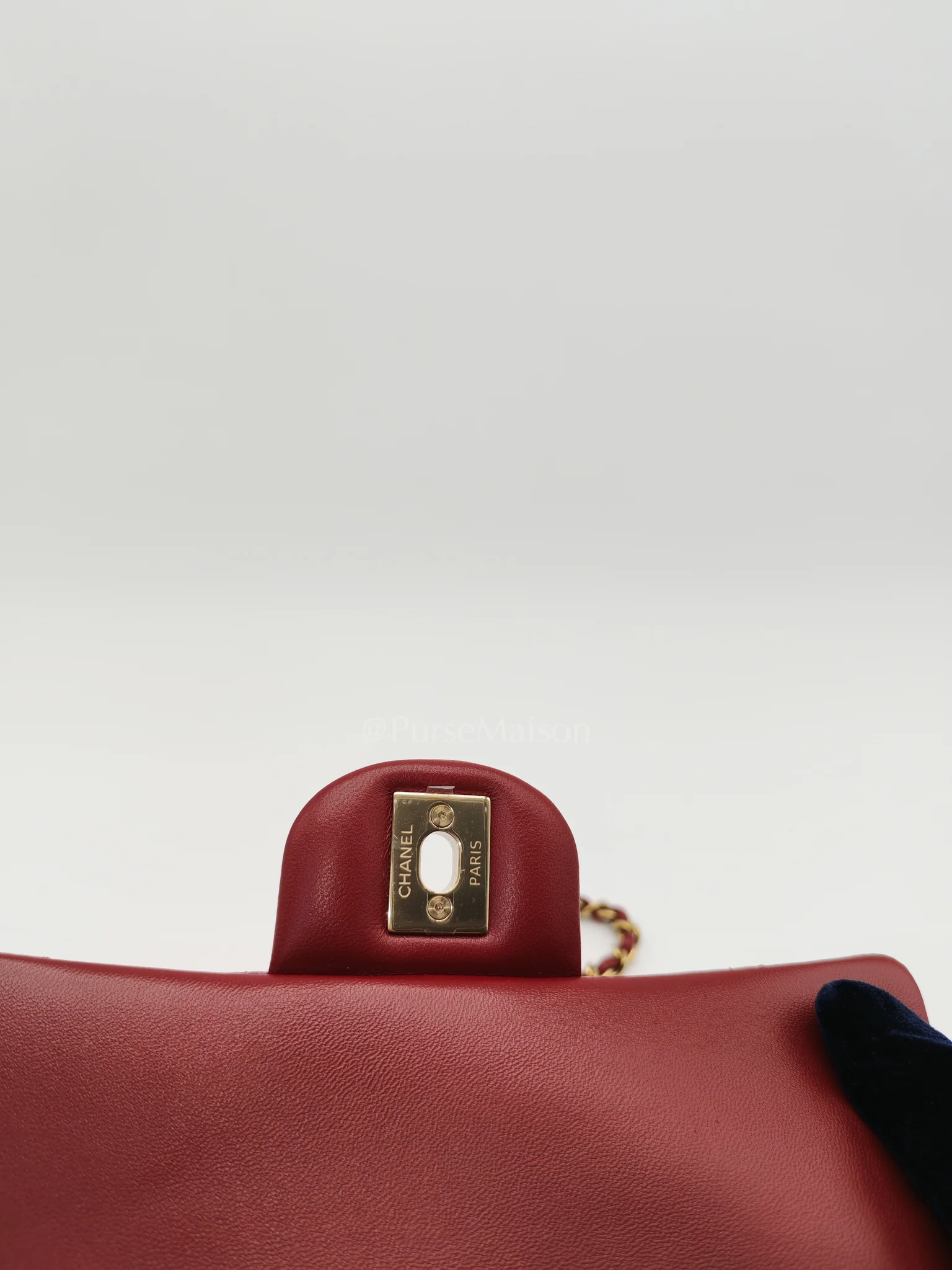 Chanel Mini Rectangle Top Handle in Burgundy Quilted Lambskin Leather and Light Gold Hardware (Microchip) - Image 16