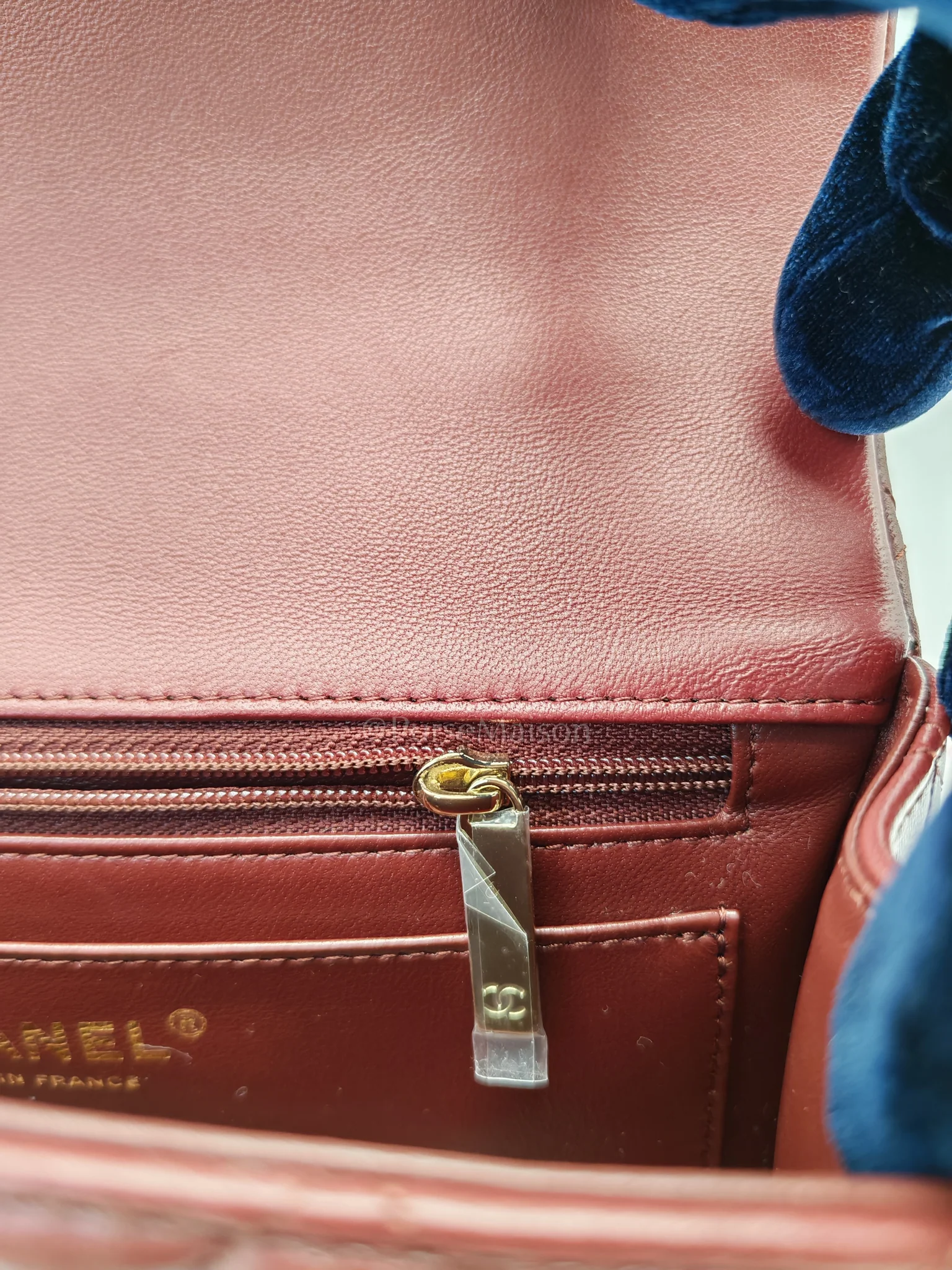 Chanel Mini Rectangle Top Handle in Burgundy Quilted Lambskin Leather and Light Gold Hardware (Microchip) - Image 19