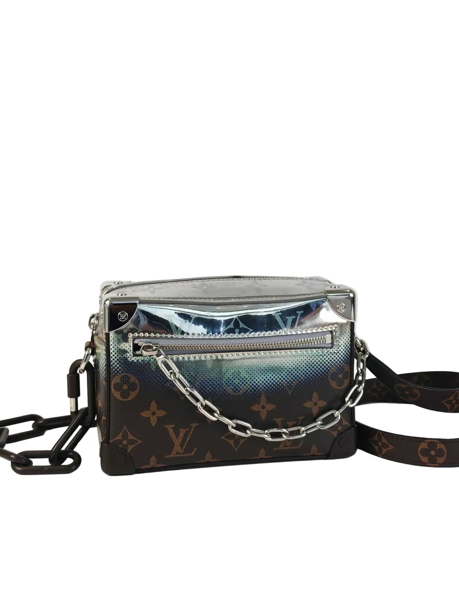 Louis Vuitton Mini Soft Trunk in Metallic Nebula Monogram & Silver Hardware Microchip - Image 2