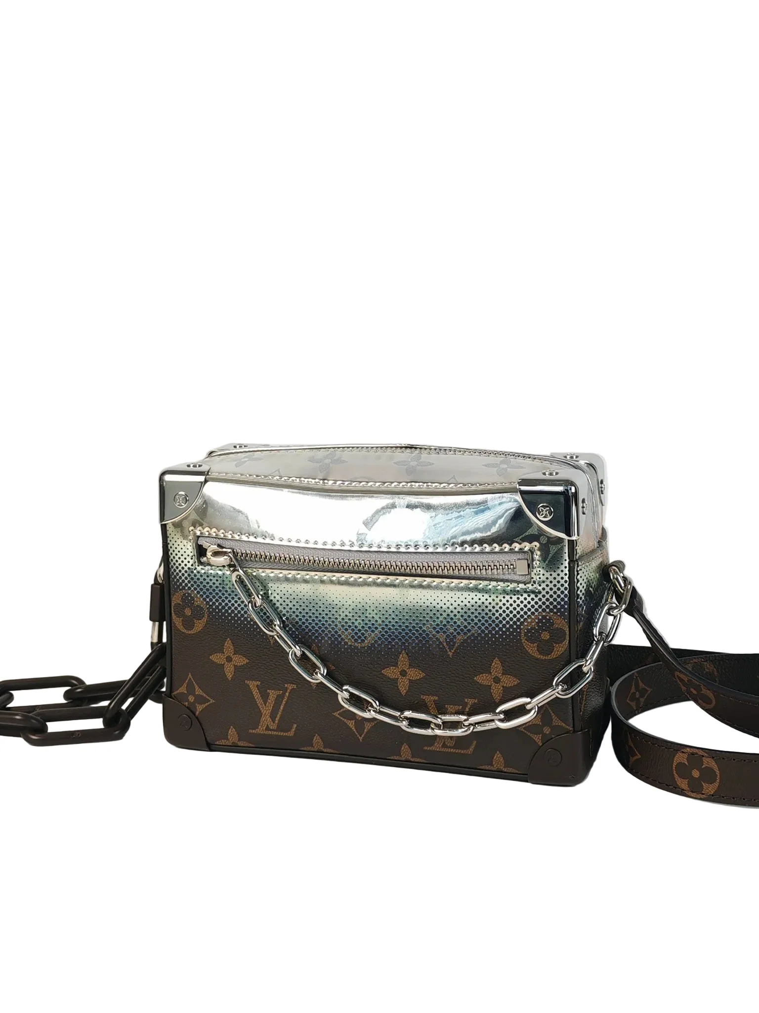 Louis Vuitton Mini Soft Trunk in Metallic Nebula Monogram & Silver Hardware Microchip - Image 3