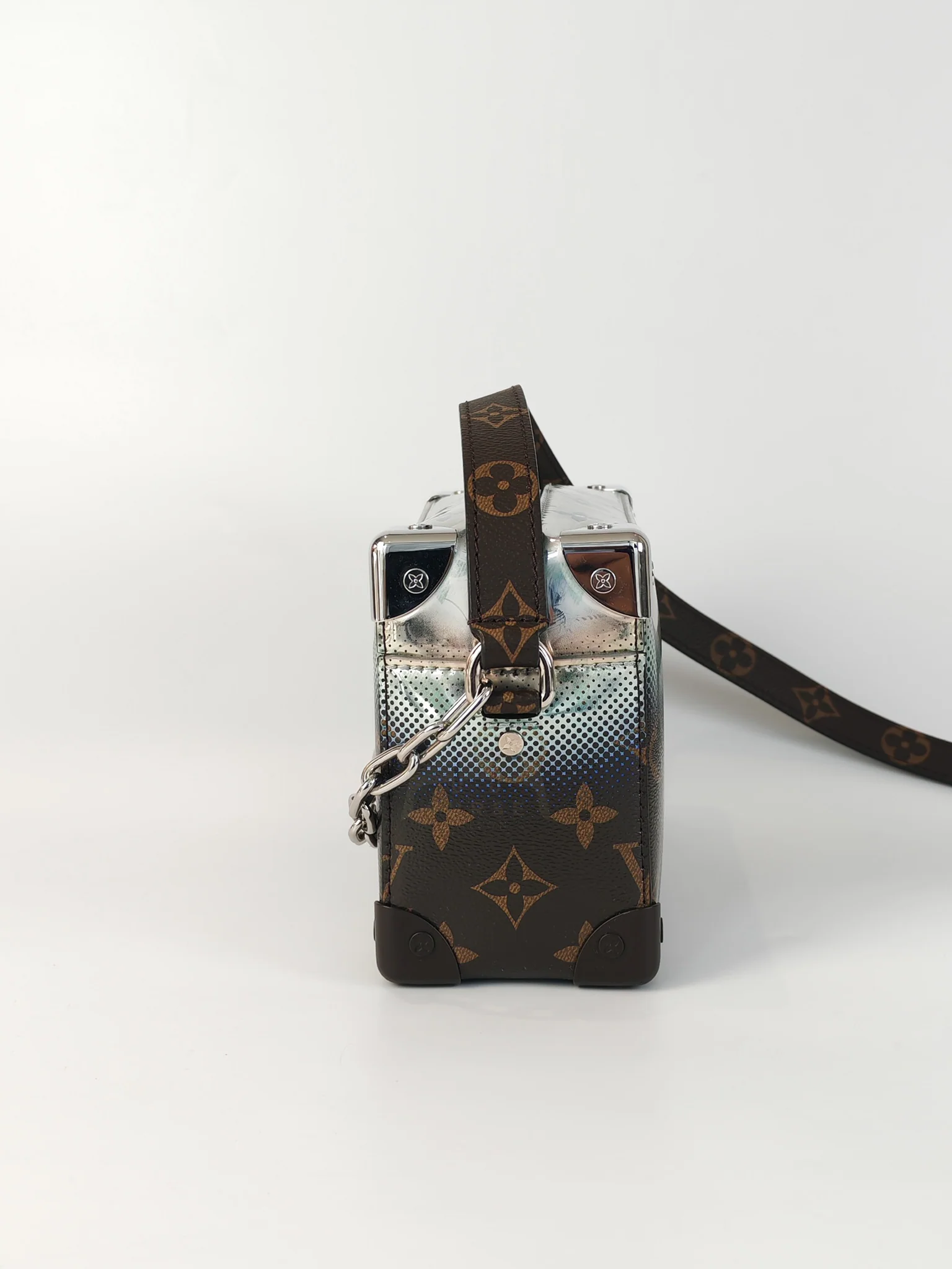 Louis Vuitton Mini Soft Trunk in Metallic Nebula Monogram & Silver Hardware Microchip - Image 5