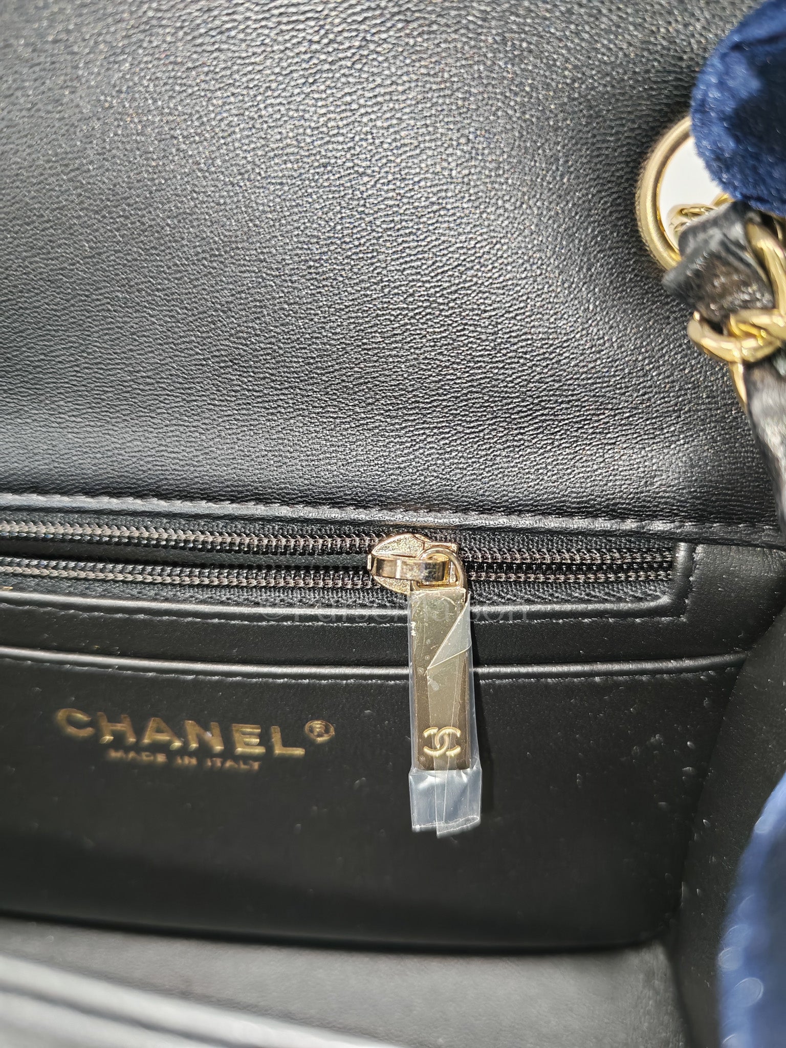 Chanel Mini Square in Black Quilted Lambskin Leather and Light Gold Hardware (Microchip) - Image 17