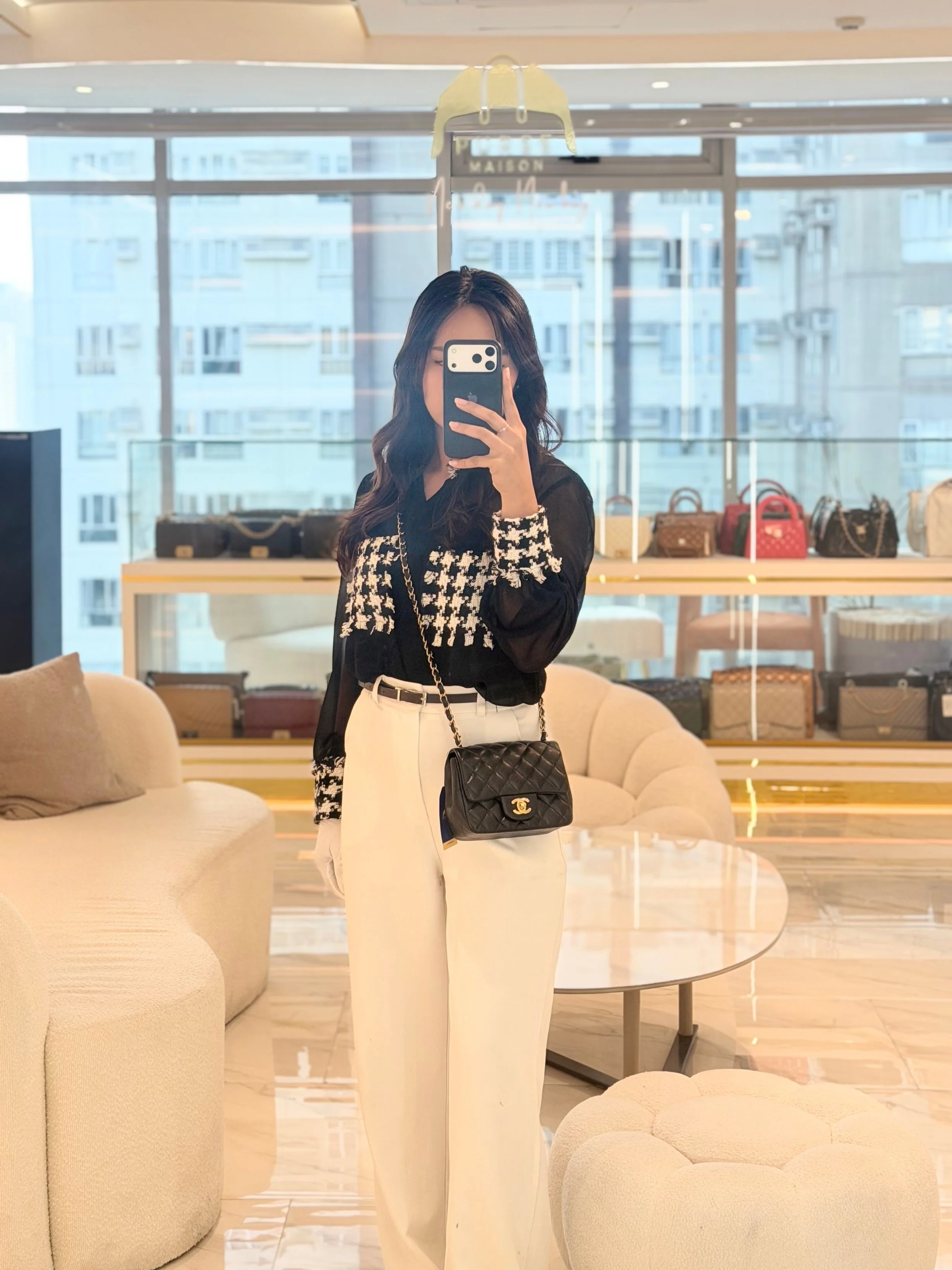 Chanel Mini Square in Black Quilted Lambskin Leather and Light Gold Hardware (Microchip) - Image 24
