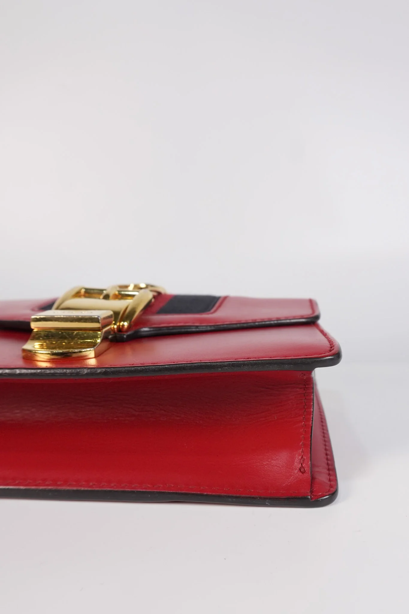 Gucci Mini Sylvie Shoulder Bag in Red Calfskin Leather & Gold Hardware - Image 12