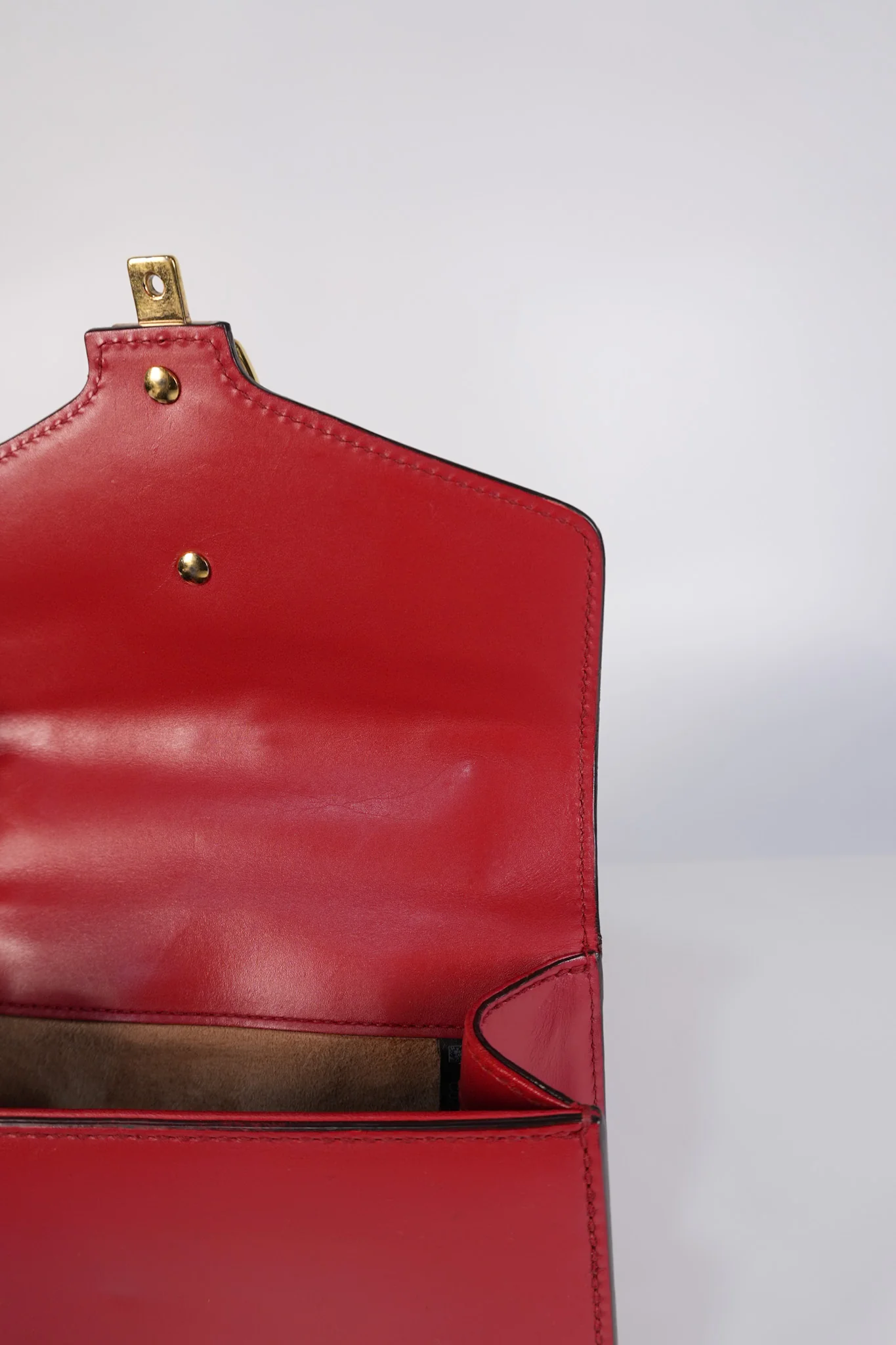 Gucci Mini Sylvie Shoulder Bag in Red Calfskin Leather & Gold Hardware - Image 22