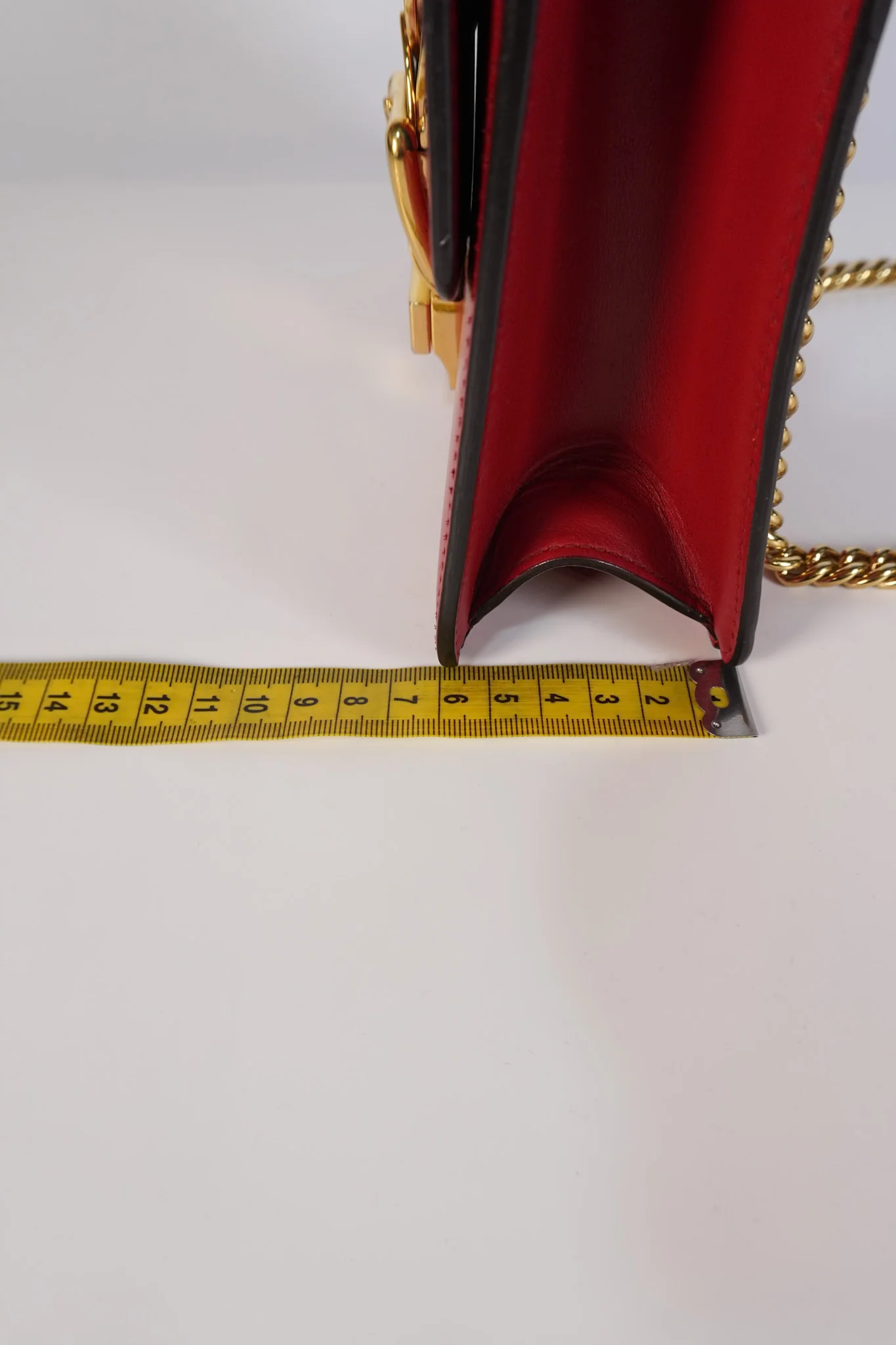 Gucci Mini Sylvie Shoulder Bag in Red Calfskin Leather & Gold Hardware - Image 31