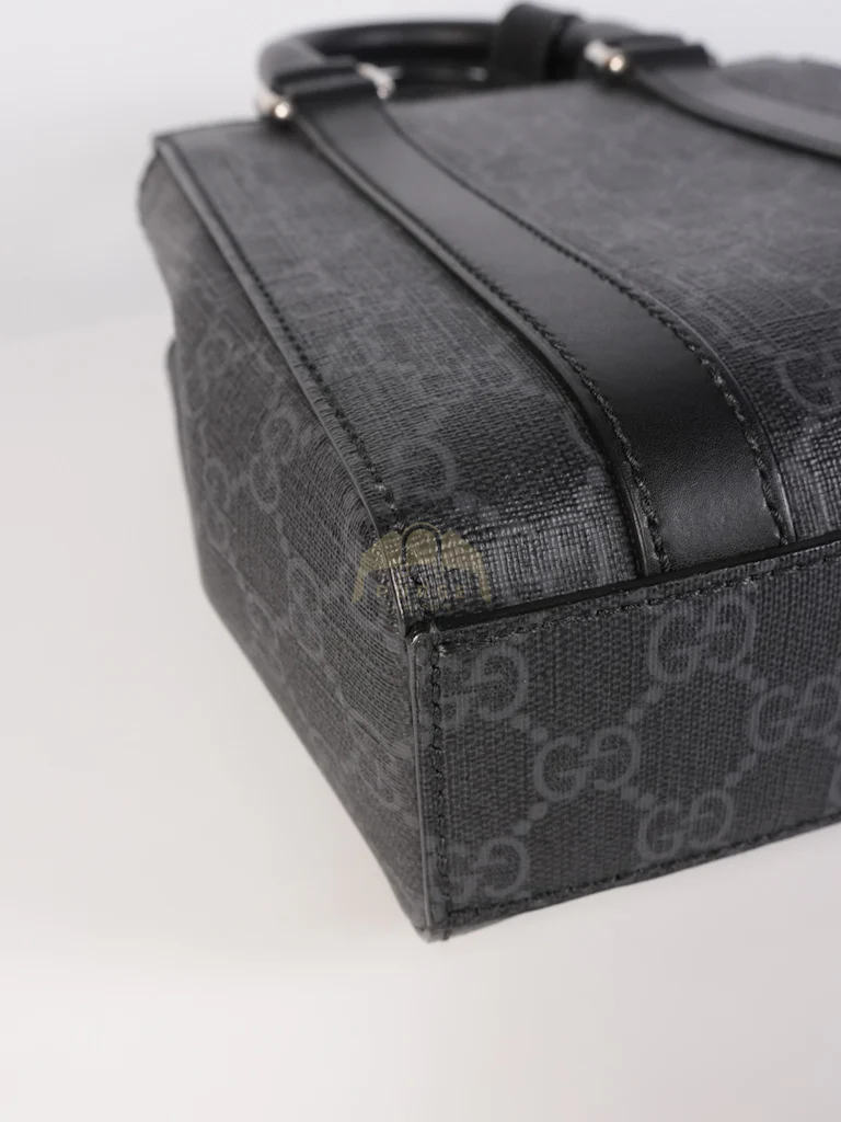 Gucci Mini Tote Bag in Black GG Supreme Canvas & Silver Hardware - Image 10