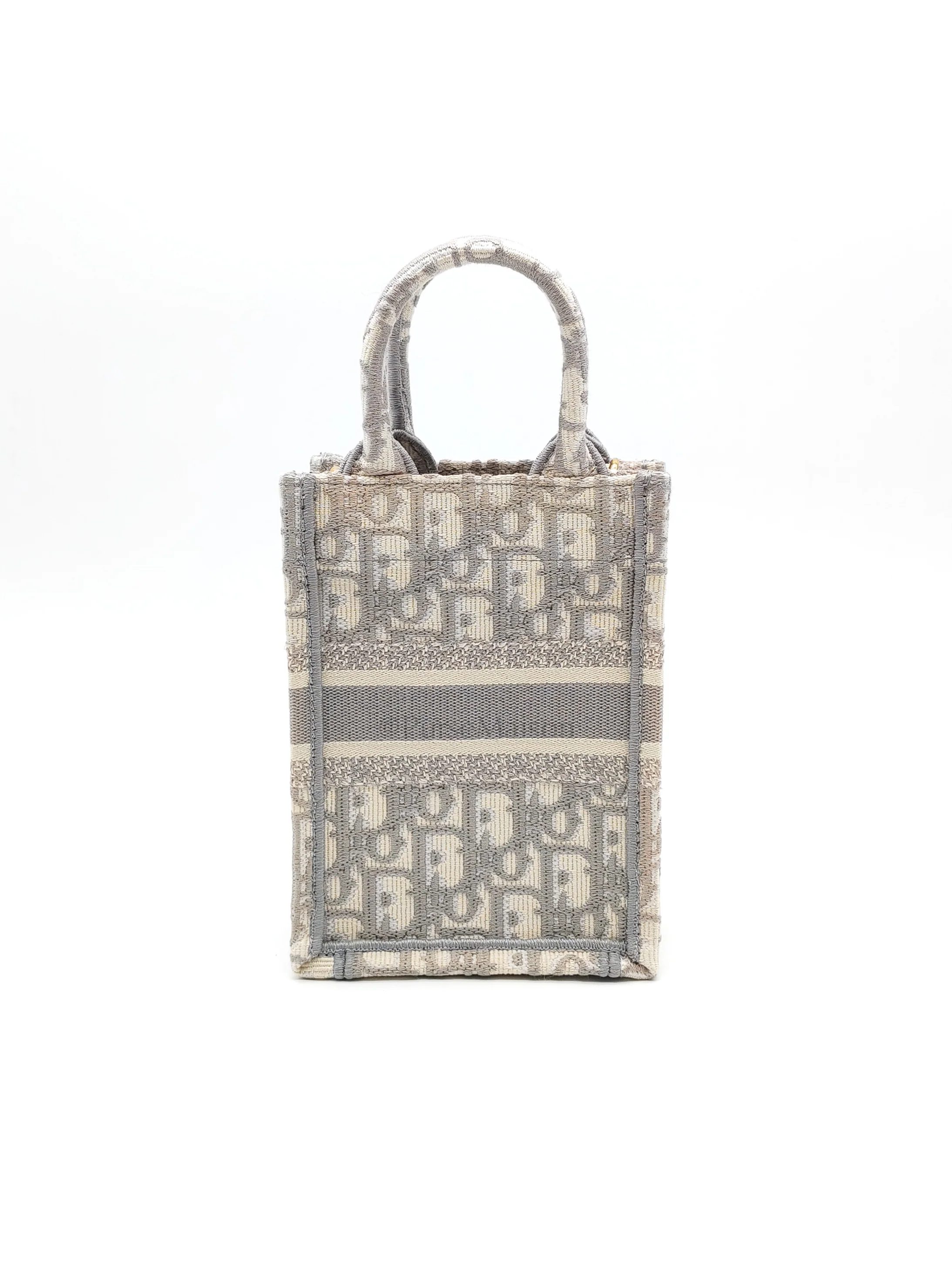 Christian Dior Mini Vertical Booktote Grey Oblique Canvas - Image 4