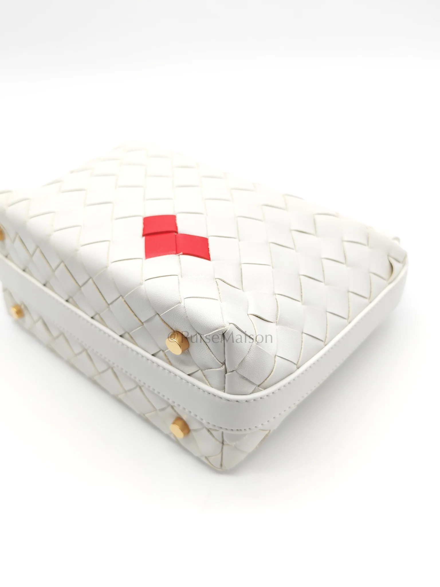 Bottega Veneta Wallace Hand Bag in Off White Nappa Intrecciato Leather - Image 10