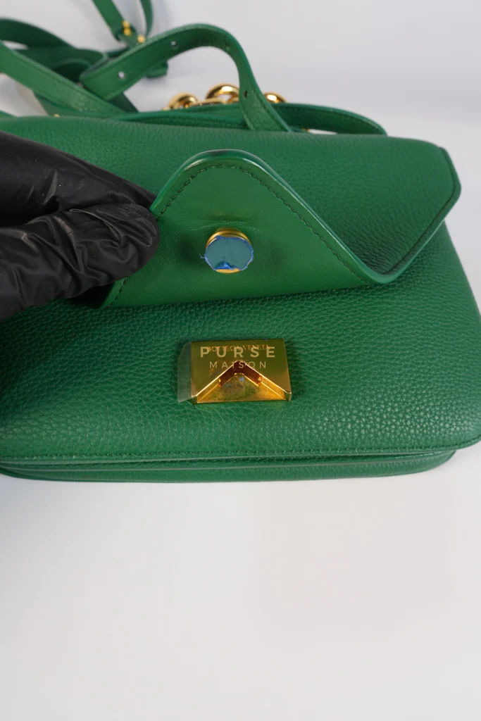 Bottega Veneta Mount Envelope Small Green in Grained Calfskin Leather Bag - Image 13