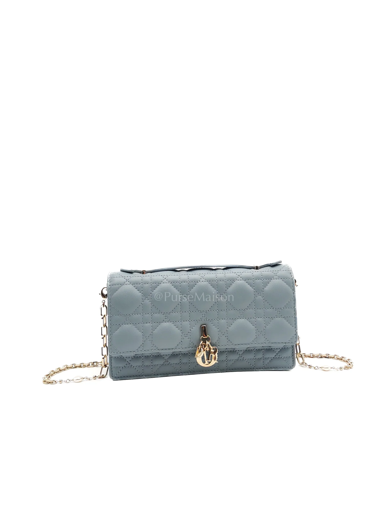 Christian Dior My Dior Mini Top Handle Bag in Cloud Blue Cannage Lambskin Leather Light Gold Hardware - Image 2