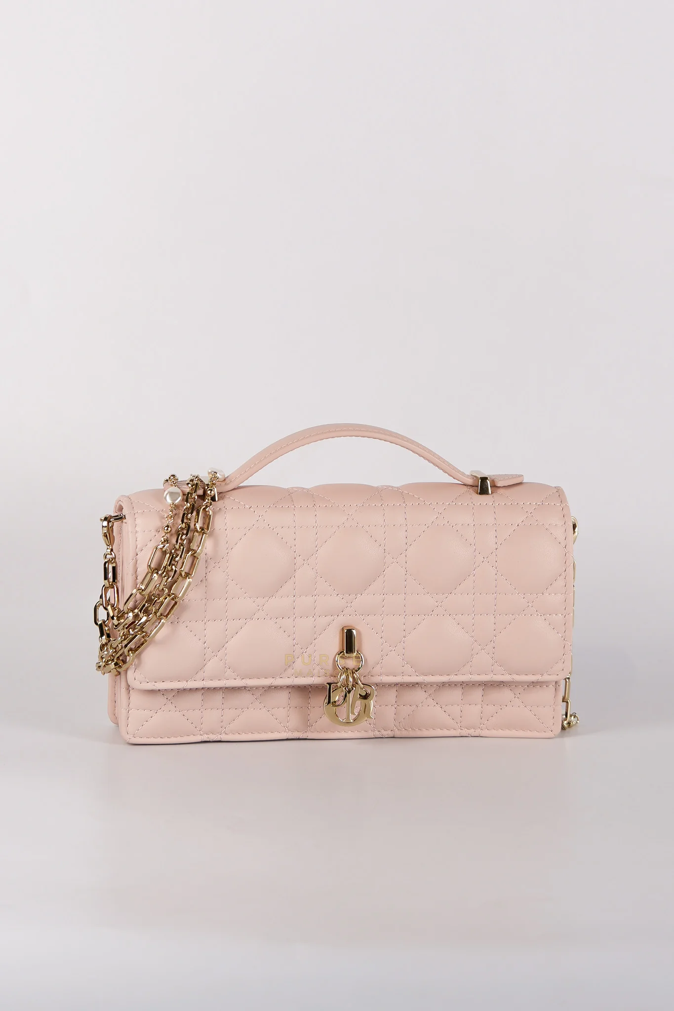 Christian Dior My Dior Mini Top Handle Bag in Powder Pink Gold Hardware - Image 3