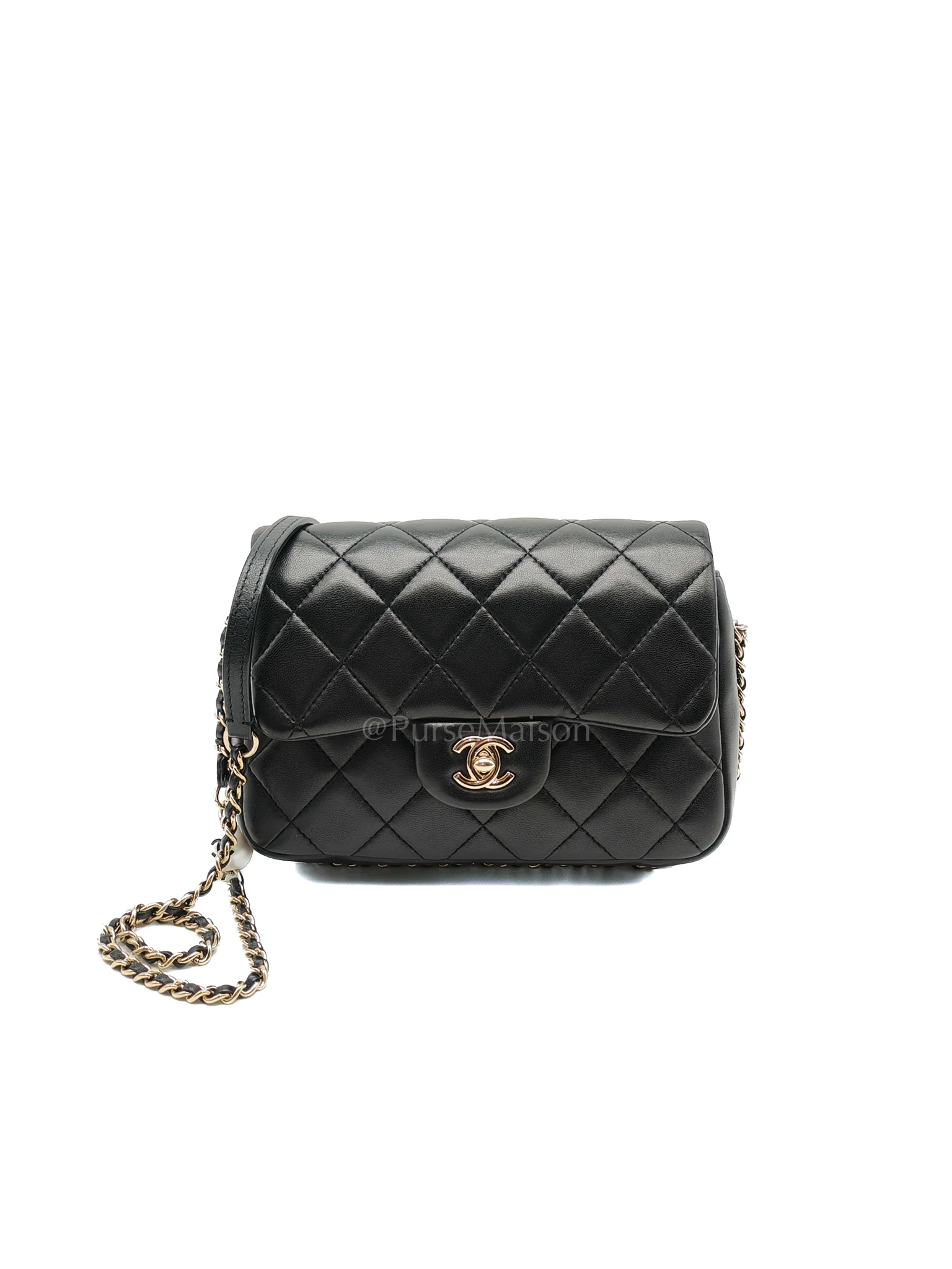 Chanel My Precious Pearls Chain Flap in Black Lambskin and Light Gold Hardware Series 29