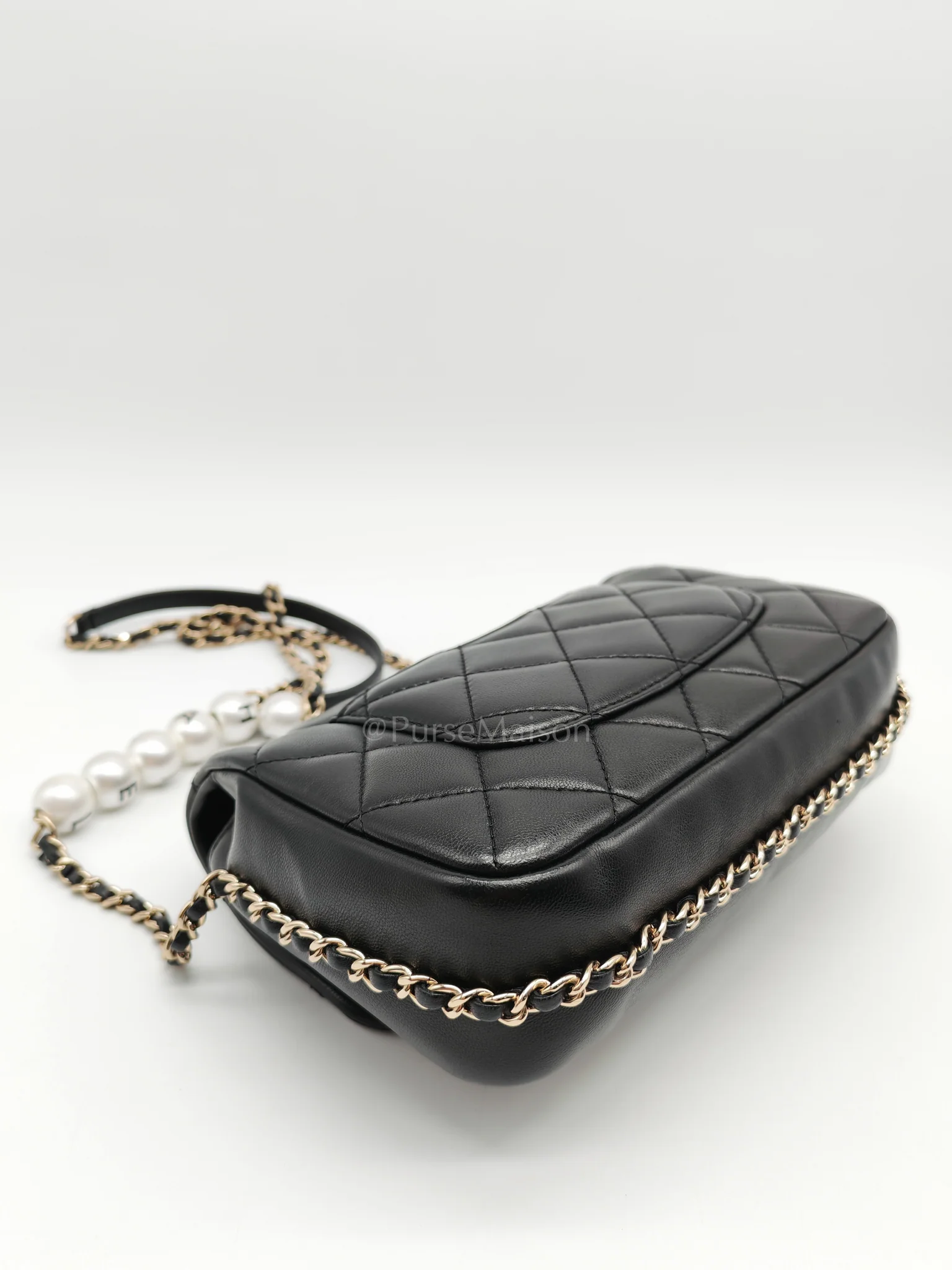 Chanel My Precious Pearls Chain Flap in Black Lambskin and Light Gold Hardware Series 29 - Image 10