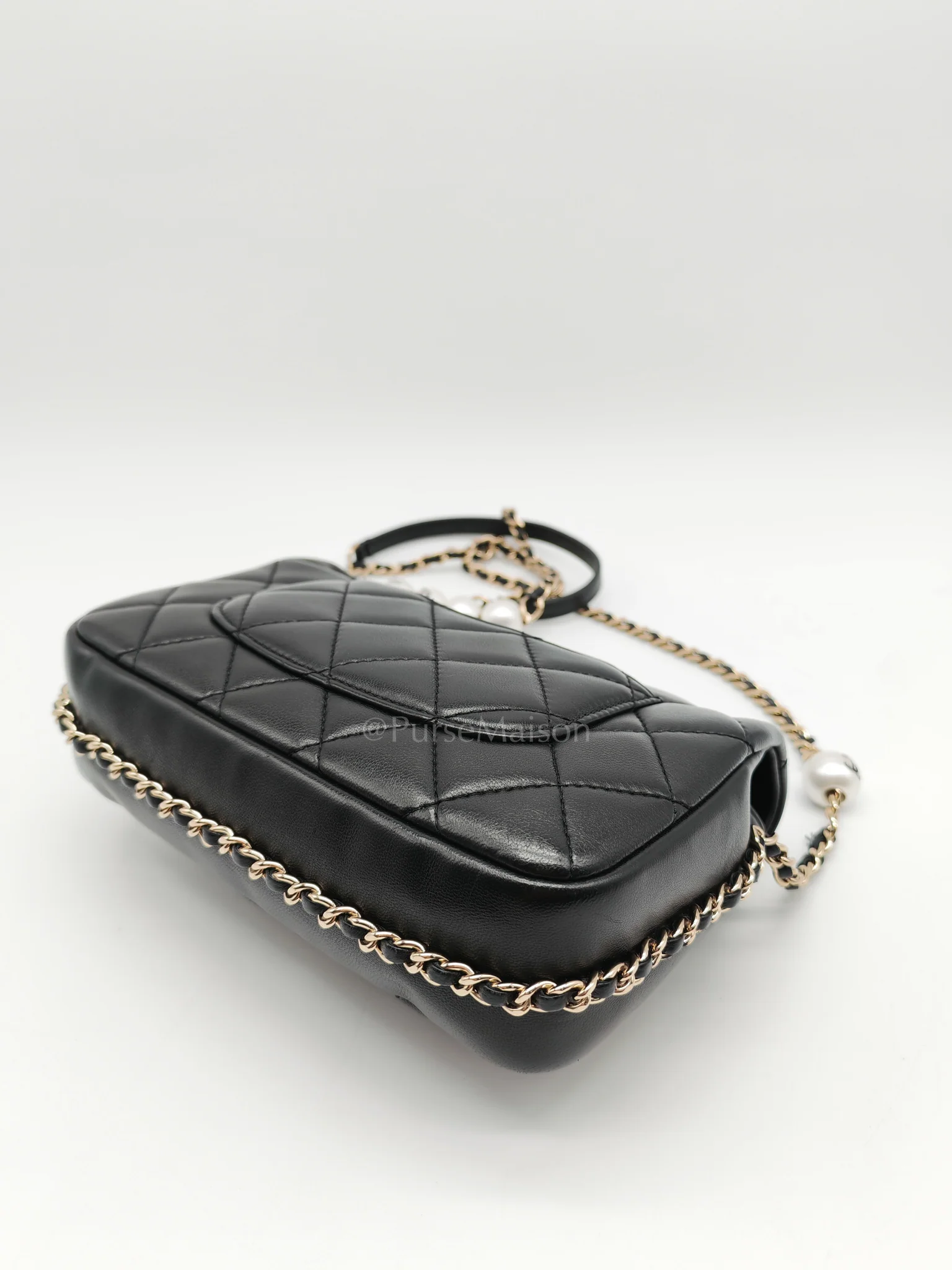 Chanel My Precious Pearls Chain Flap in Black Lambskin and Light Gold Hardware Series 29 - Image 11