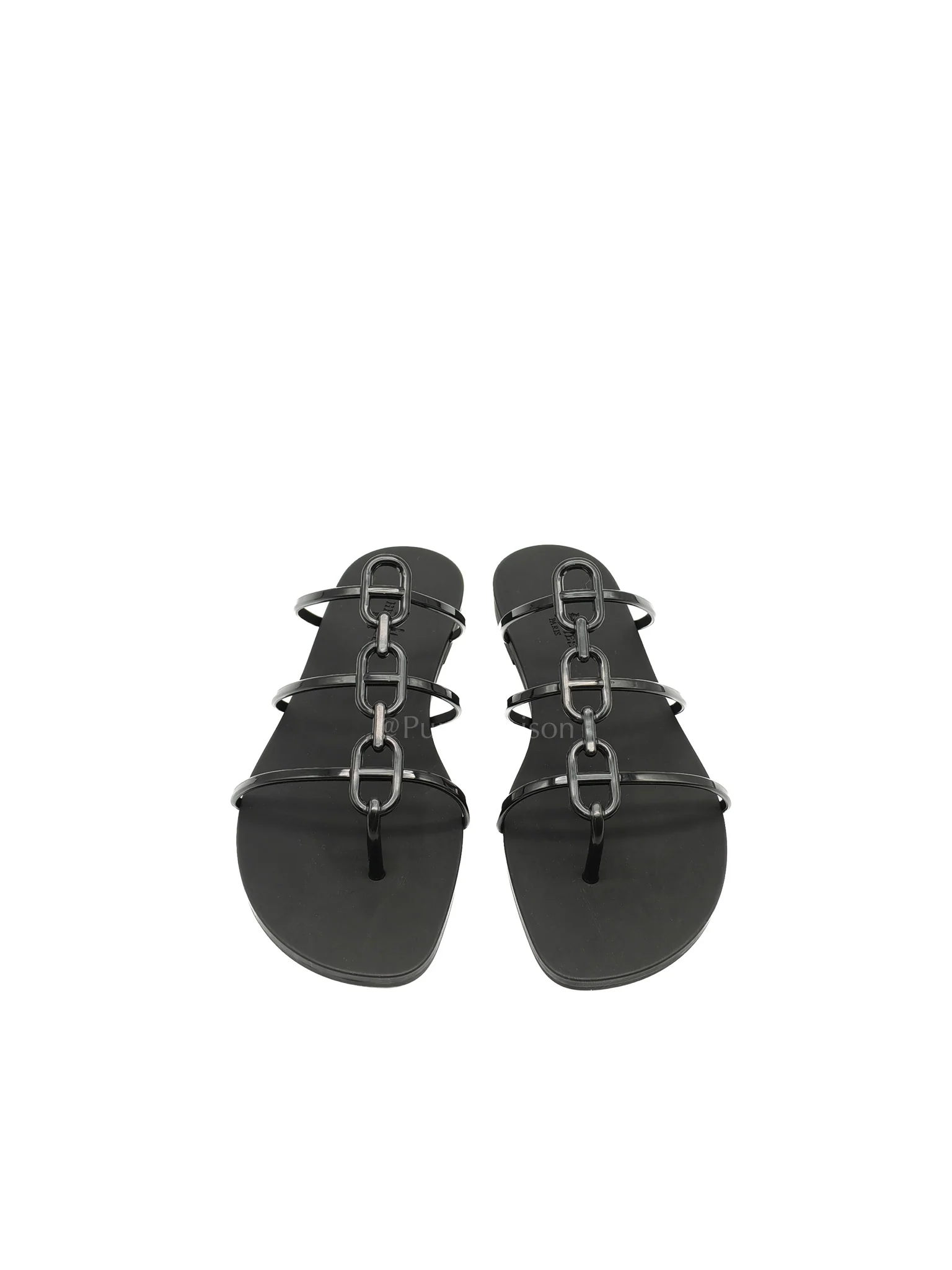 Hermes Mykonos Rubber Sandals in Black/Noir Size 38 EU (24 cm)