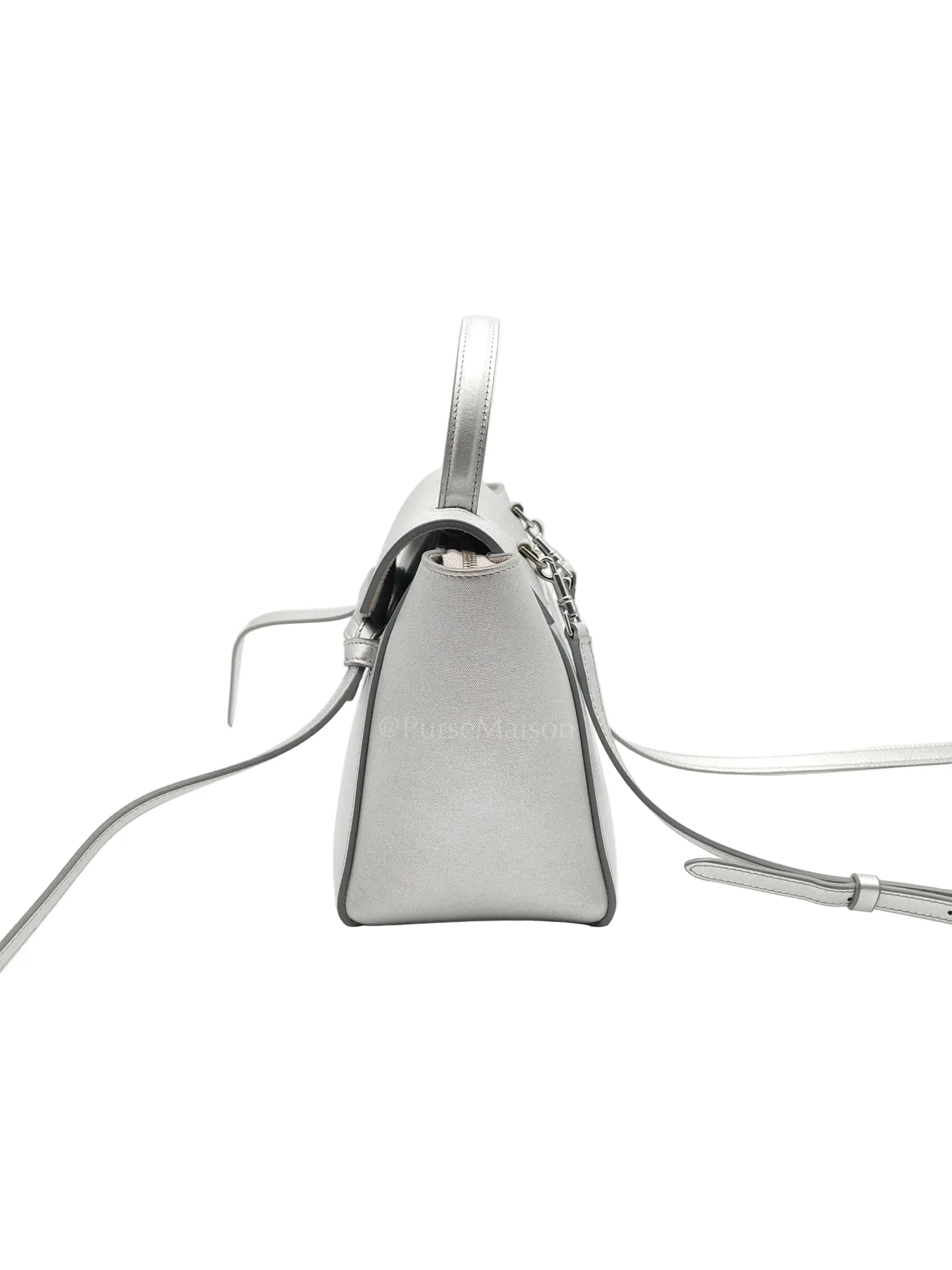 Celine Belt Bag Nano in Silver Laminated Calfskin Leather & Silver Hardware - Image 4