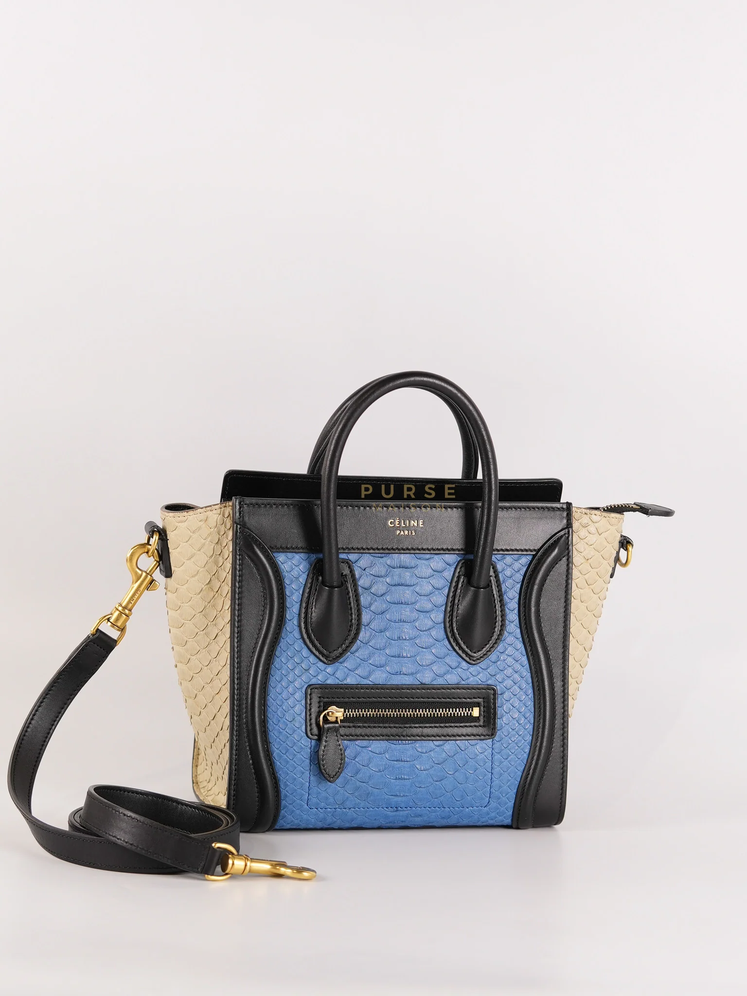 Celine Nano Luggage Tri-color in Python Exotic Leather - Image 3