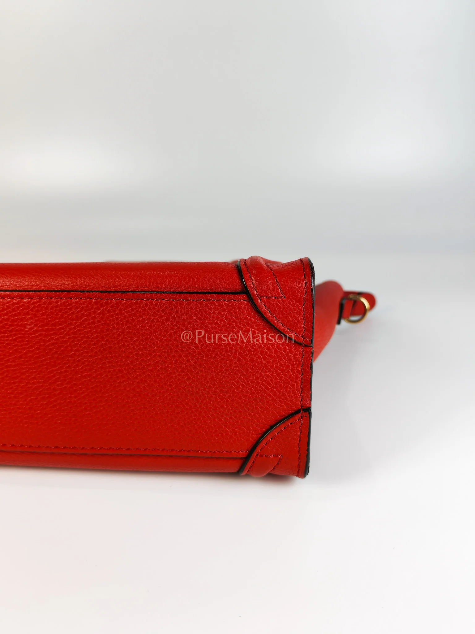 Celine Nano Luggage Tote Bag in Red Grained Calfskin Leather - Image 11