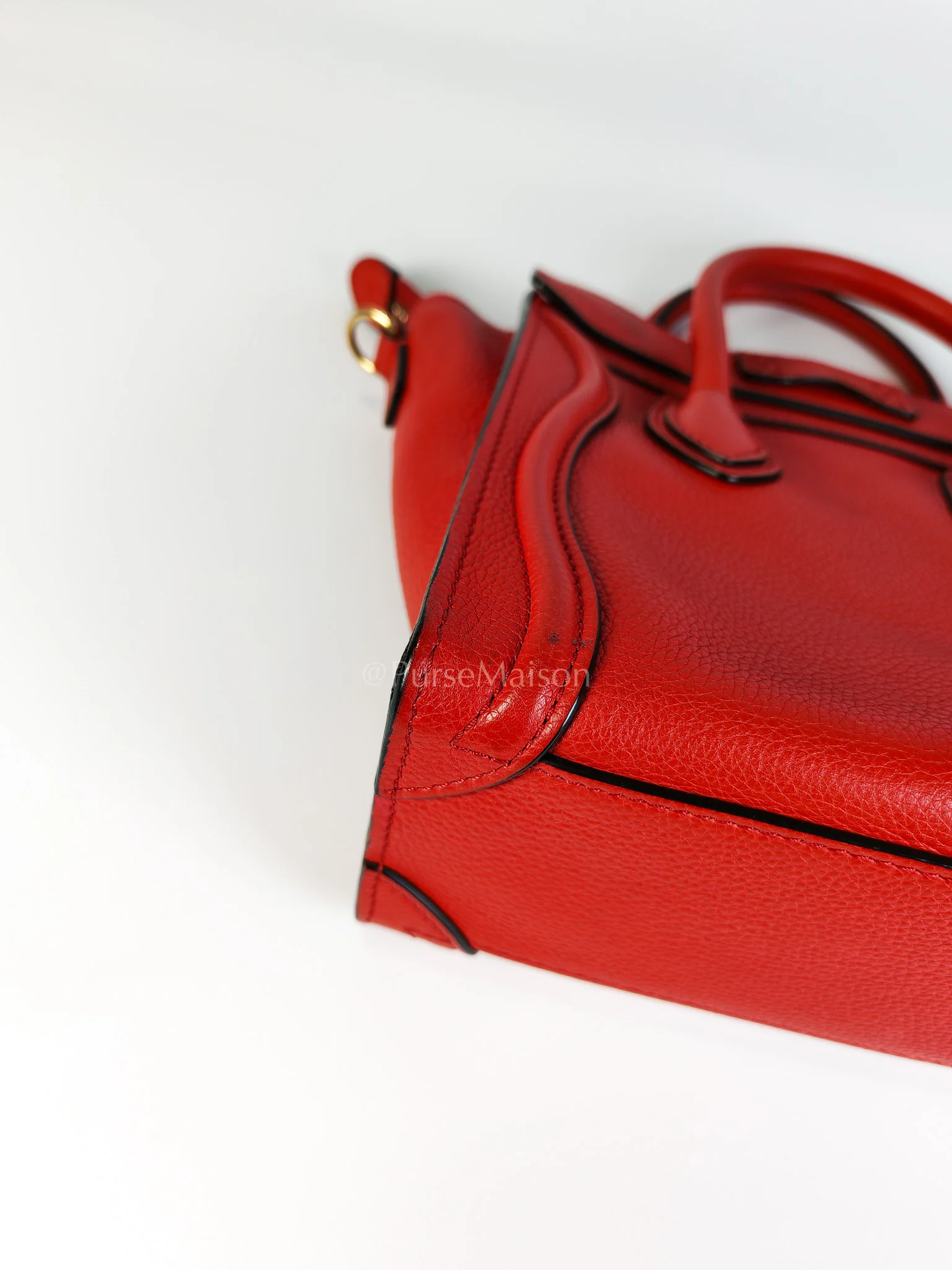 Celine Nano Luggage Tote Bag in Red Grained Calfskin Leather - Image 12