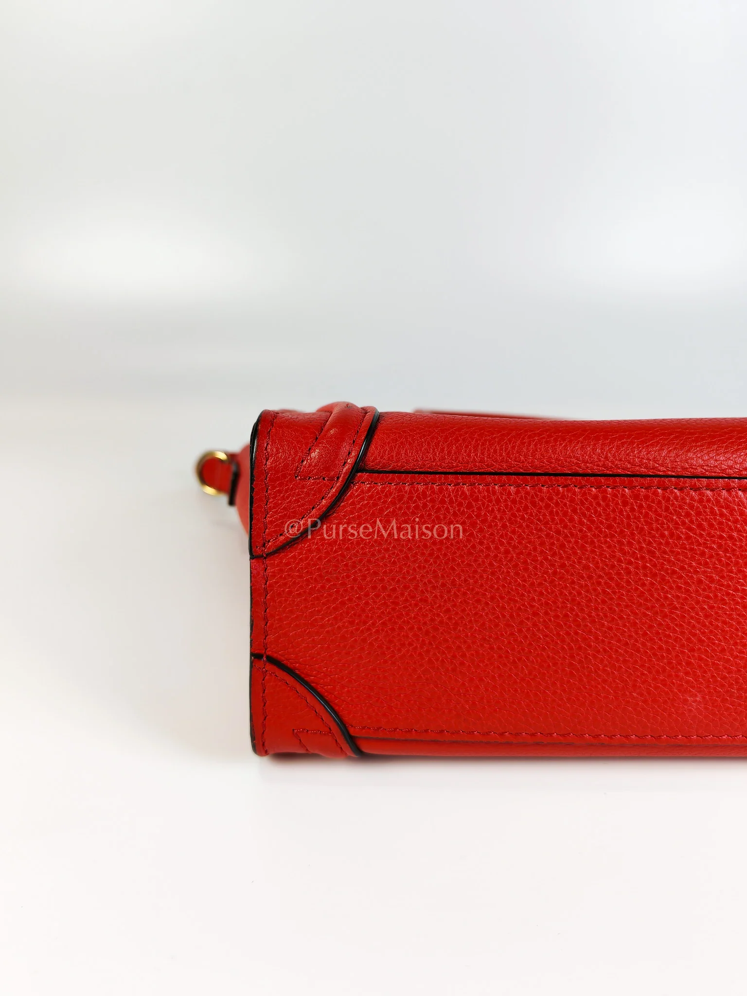 Celine Nano Luggage Tote Bag in Red Grained Calfskin Leather - Image 13