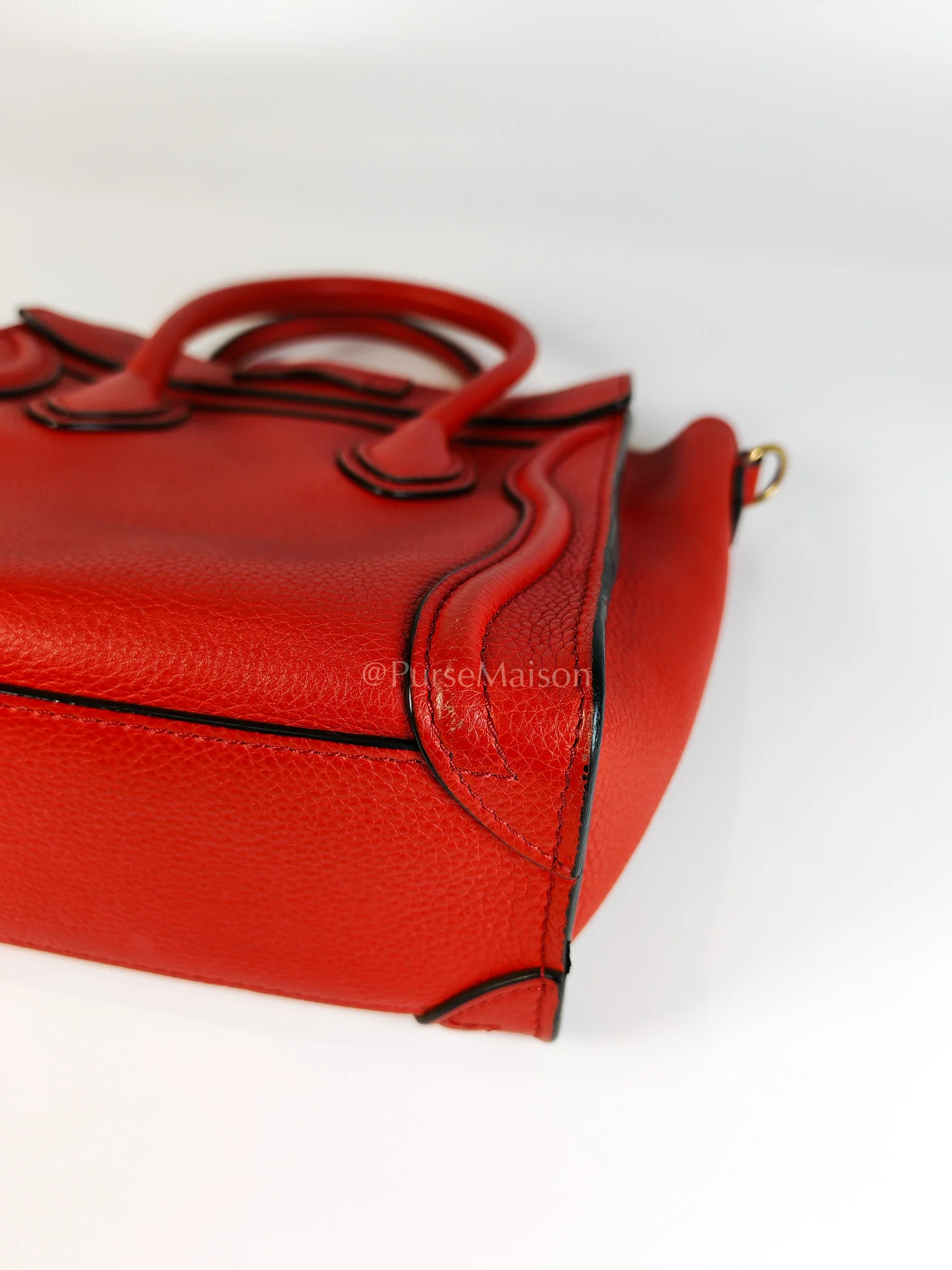 Celine Nano Luggage Tote Bag in Red Grained Calfskin Leather - Image 14