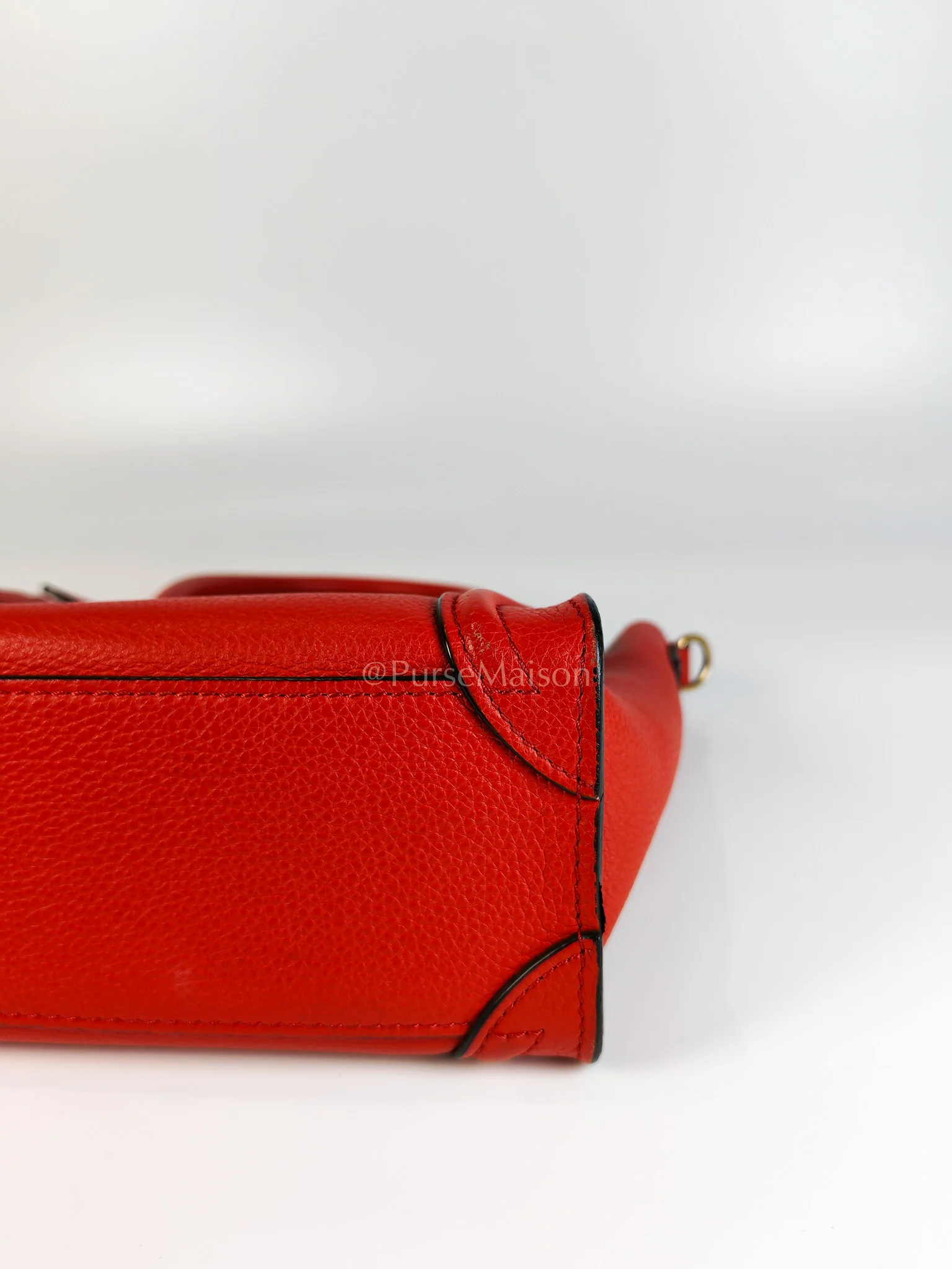 Celine Nano Luggage Tote Bag in Red Grained Calfskin Leather - Image 15