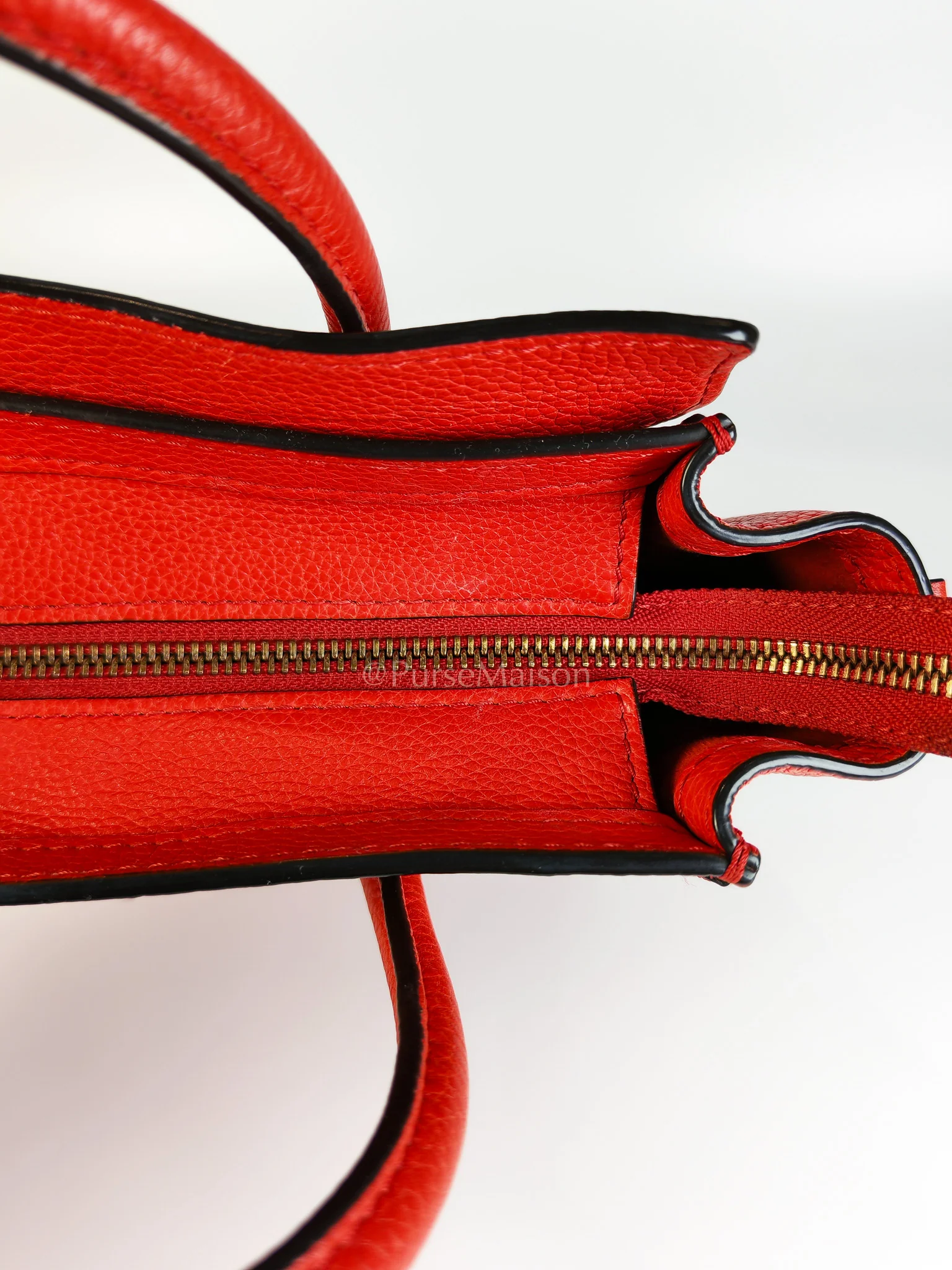 Celine Nano Luggage Tote Bag in Red Grained Calfskin Leather - Image 22