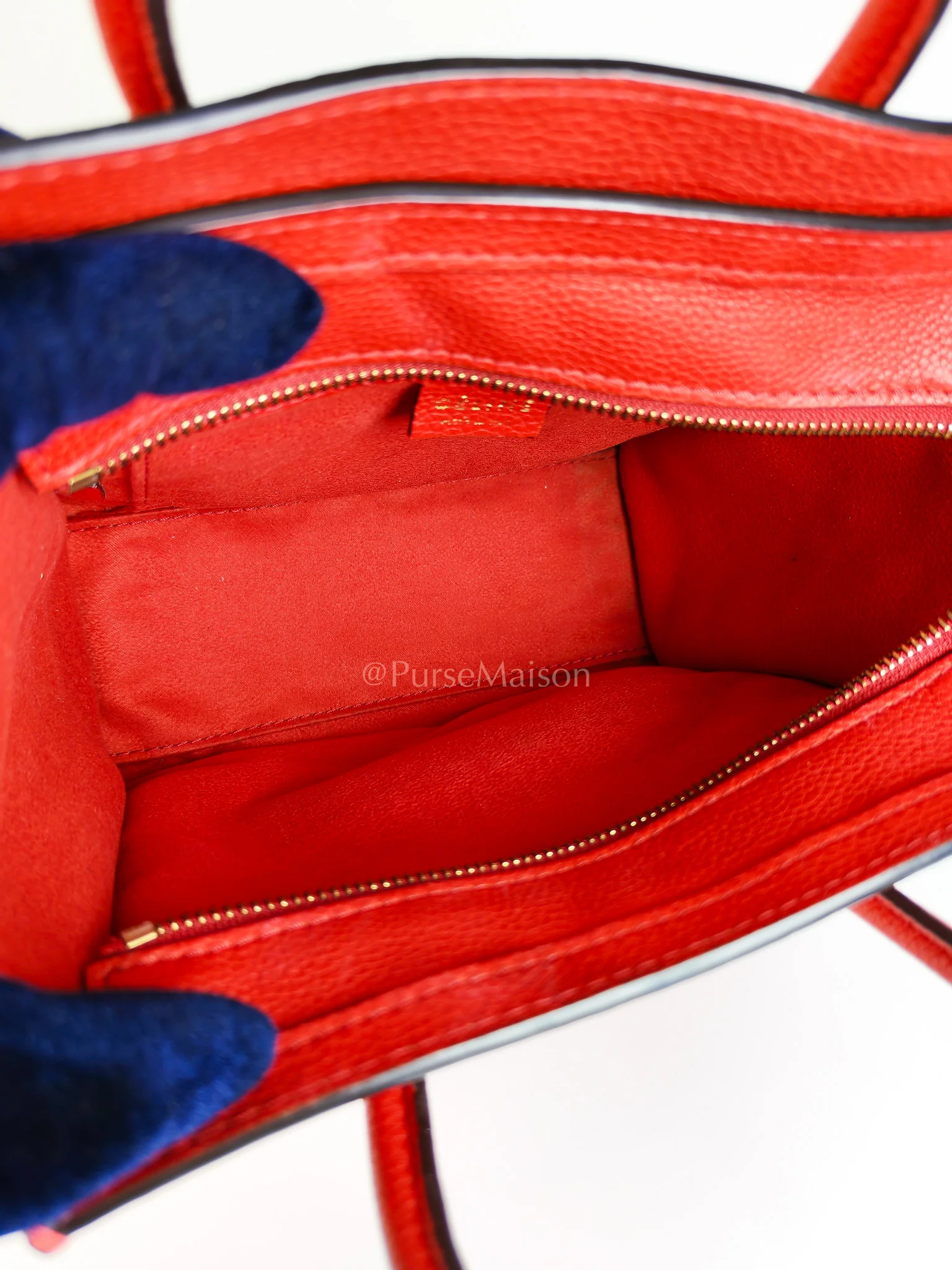 Celine Nano Luggage Tote Bag in Red Grained Calfskin Leather - Image 24