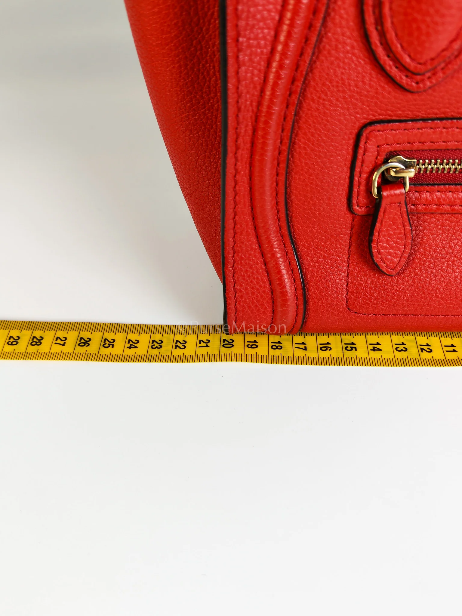 Celine Nano Luggage Tote Bag in Red Grained Calfskin Leather - Image 30