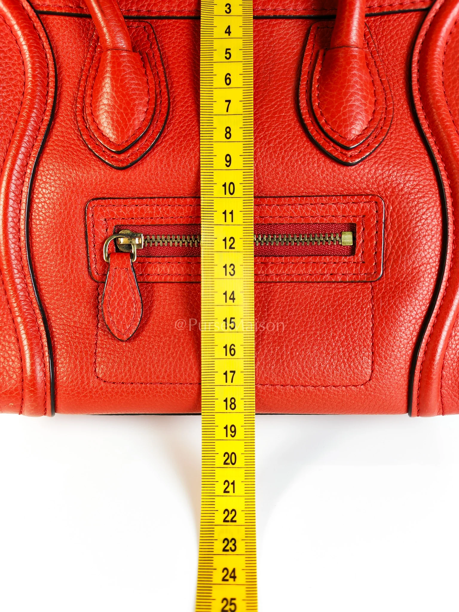 Celine Nano Luggage Tote Bag in Red Grained Calfskin Leather - Image 31