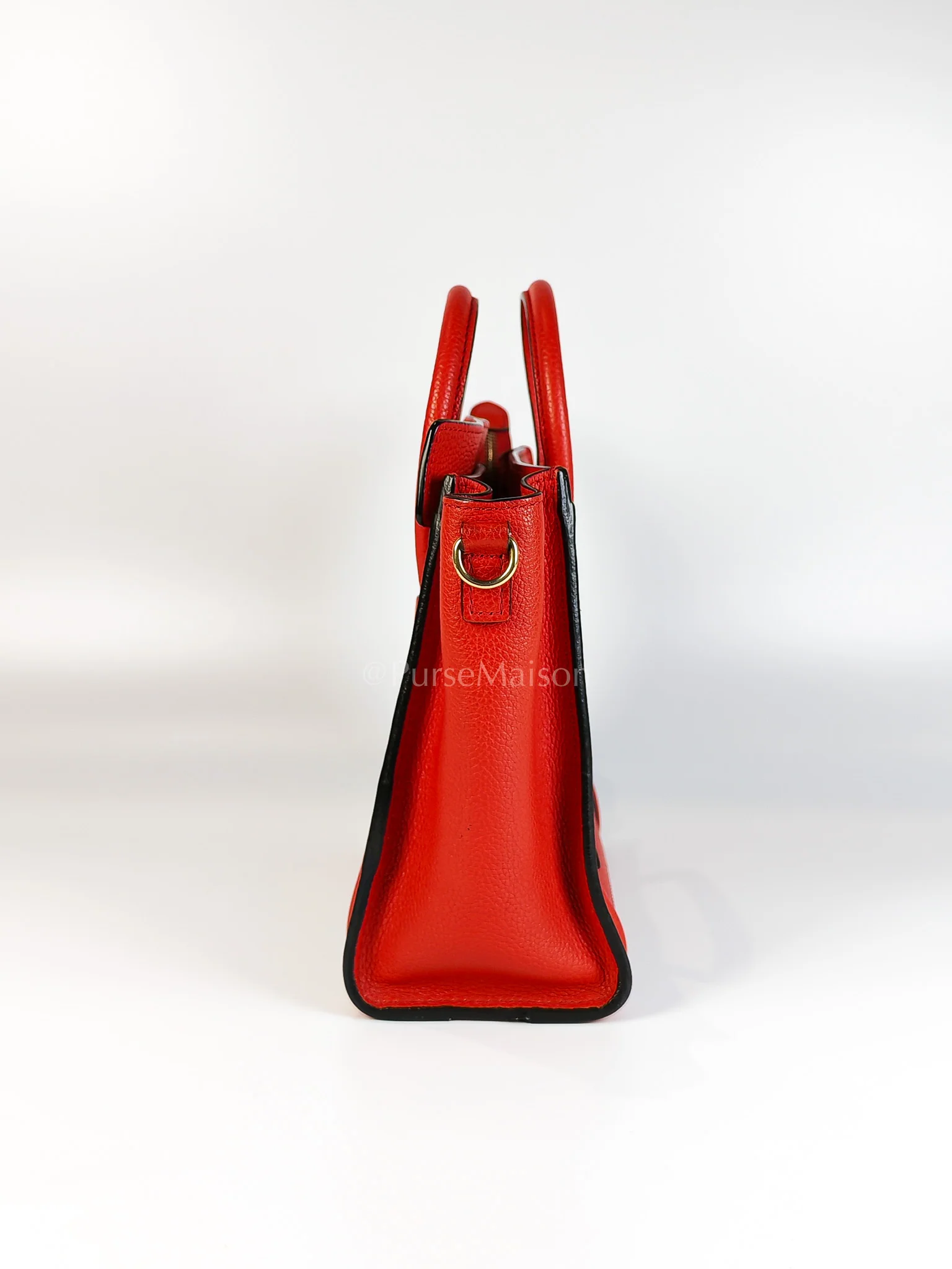 Celine Nano Luggage Tote Bag in Red Grained Calfskin Leather - Image 6