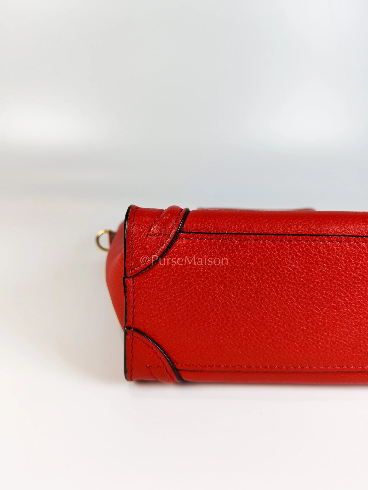 Celine Nano Luggage Tote Bag in Red Grained Calfskin Leather - Image 9