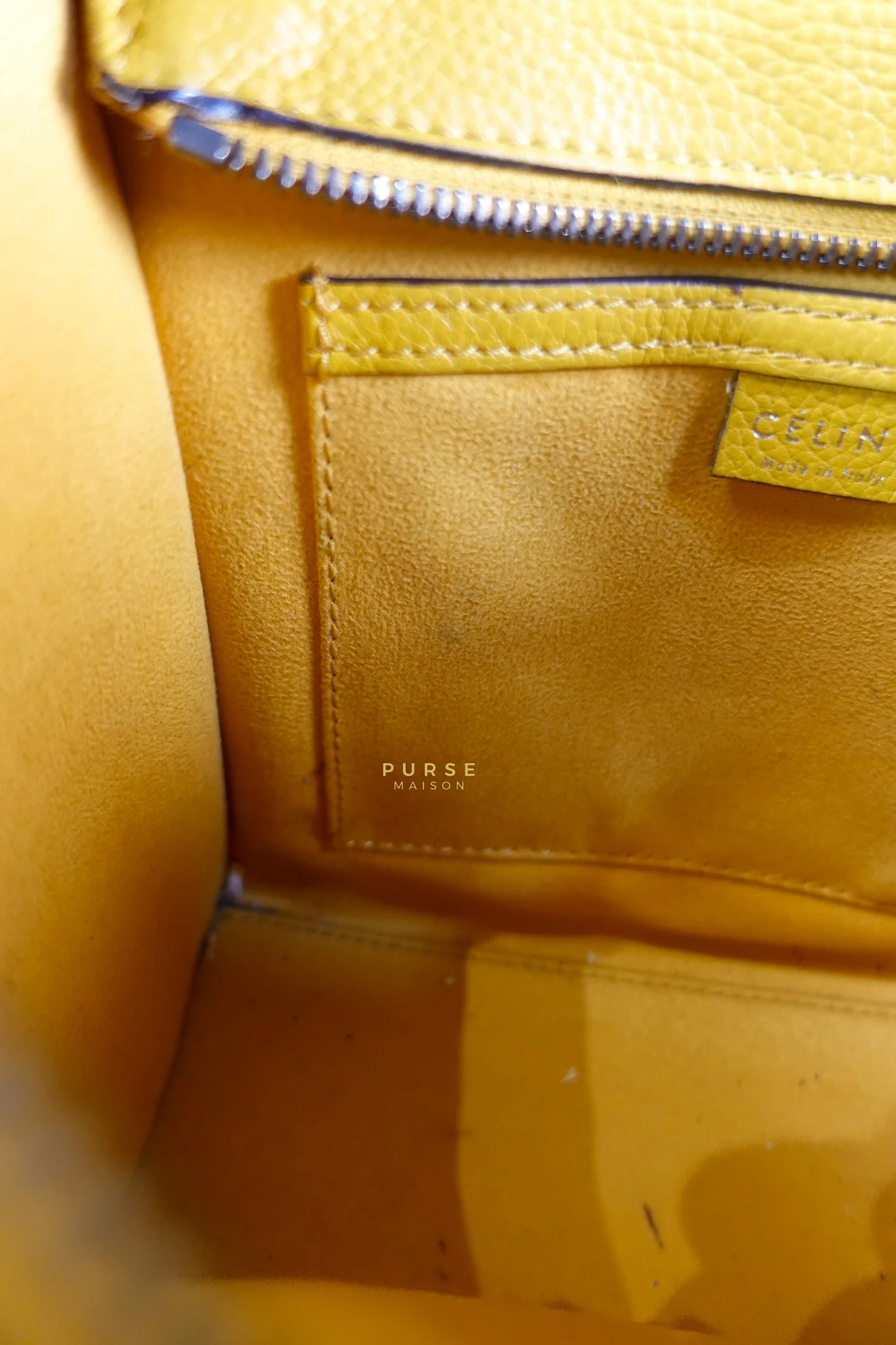 Celine Nano Luggage Yellow Drummed Calfskin Leather Handbag - Image 33