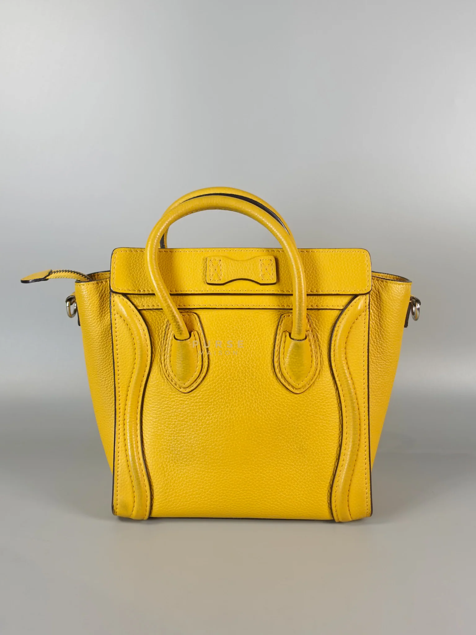 Celine Nano Luggage Yellow Drummed Calfskin Leather Handbag - Image 6