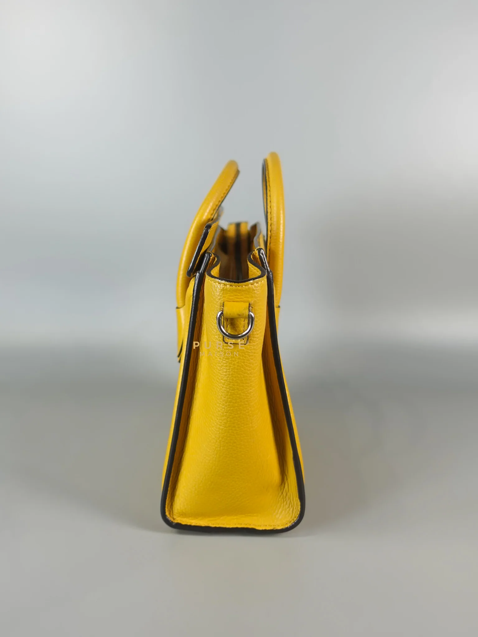 Celine Nano Luggage Yellow Drummed Calfskin Leather Handbag - Image 7