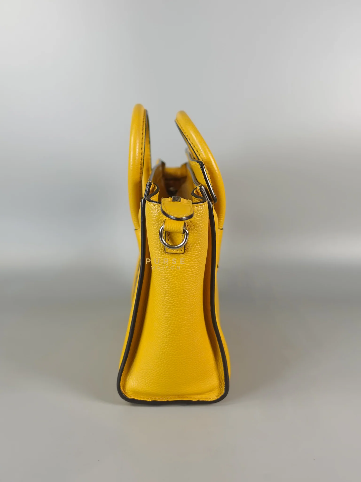 Celine Nano Luggage Yellow Drummed Calfskin Leather Handbag - Image 8