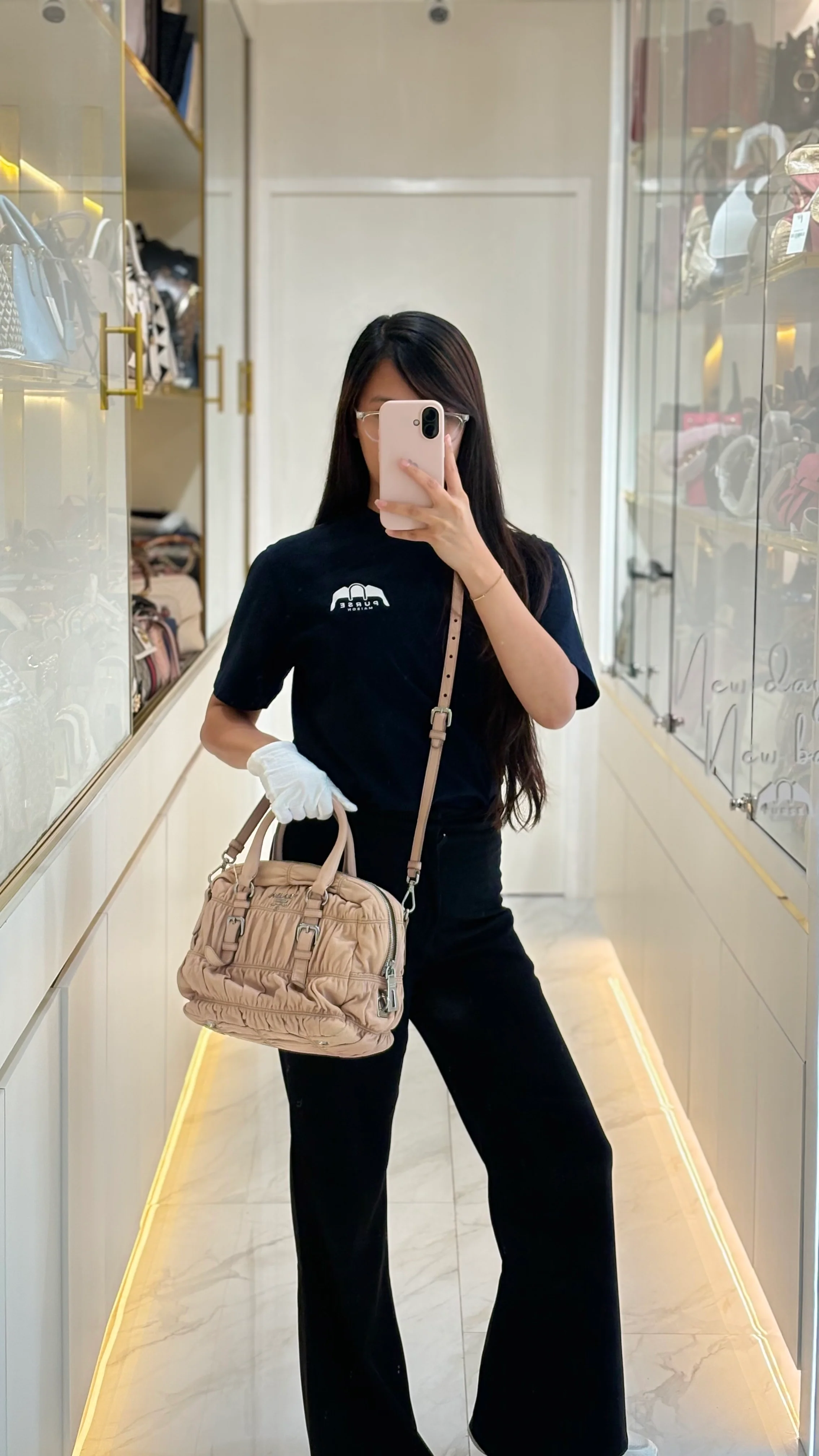 Prada Nappa Graufre Satchel Bag in Cameo Leather & Silver Hardware - Image 65